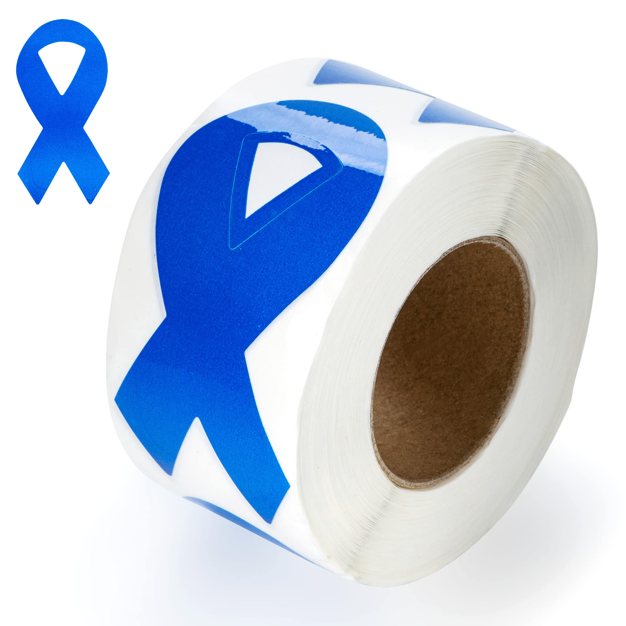 Dark Blue Ribbon Awareness Stickers for Colon Cancer, Child Abuse, Rectal Cancer & Huntington's Disease - 1 Roll (250 Stickers) - Perfect for Fundraising Events, Medical Campaigns & Support Groups