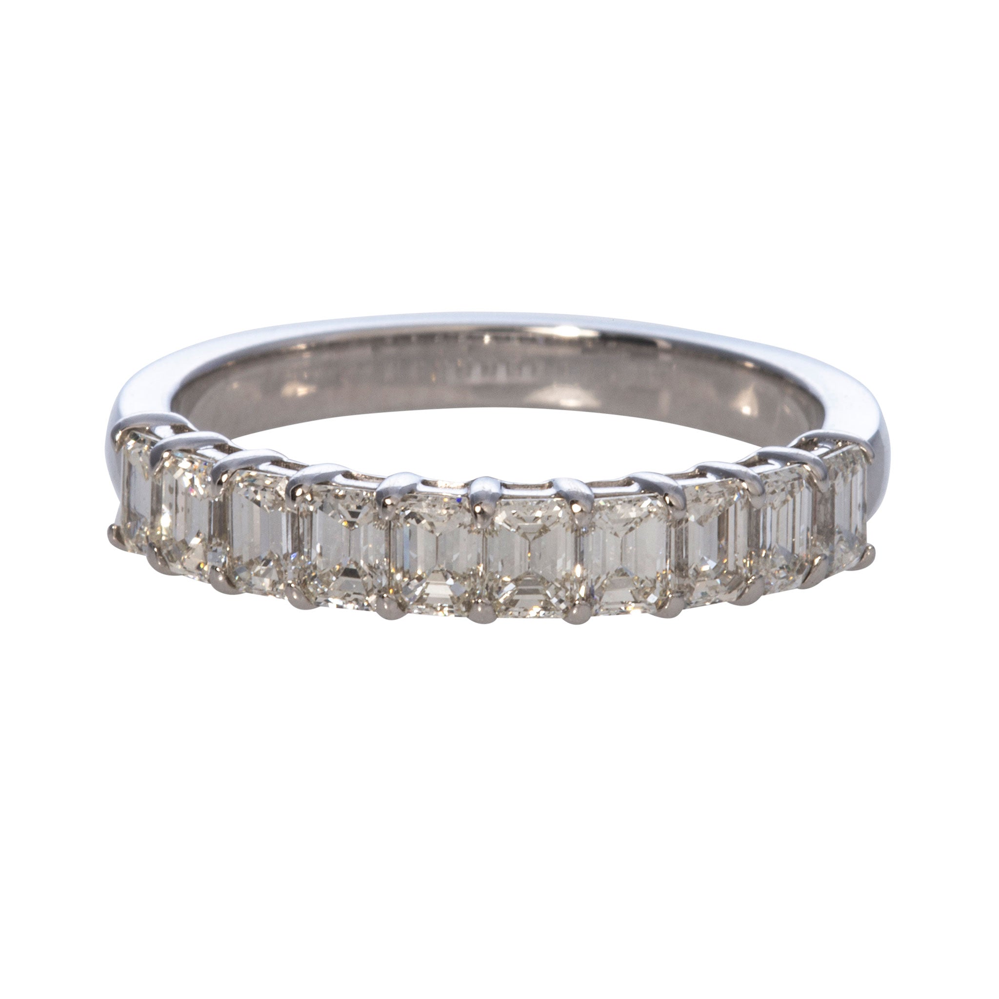 1.20ctw Emerald Cut Diamond Halfway 14K White Gold Wedding Band - Elegant Engagement Ring for Women, Perfect for Proposals & Anniversaries