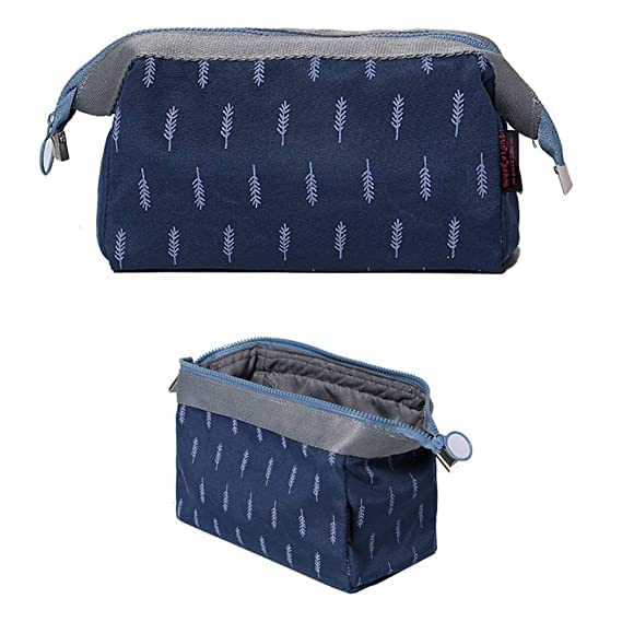 AXEVU Waterproof Travel Makeup Bag - Large Cosmetic Organizer with Zipper, Multi-Functional Toiletry Pouch for Women & Girls (Blue) - Perfect for Vacation, Gym, Business Trips & Daily Essentials Storage