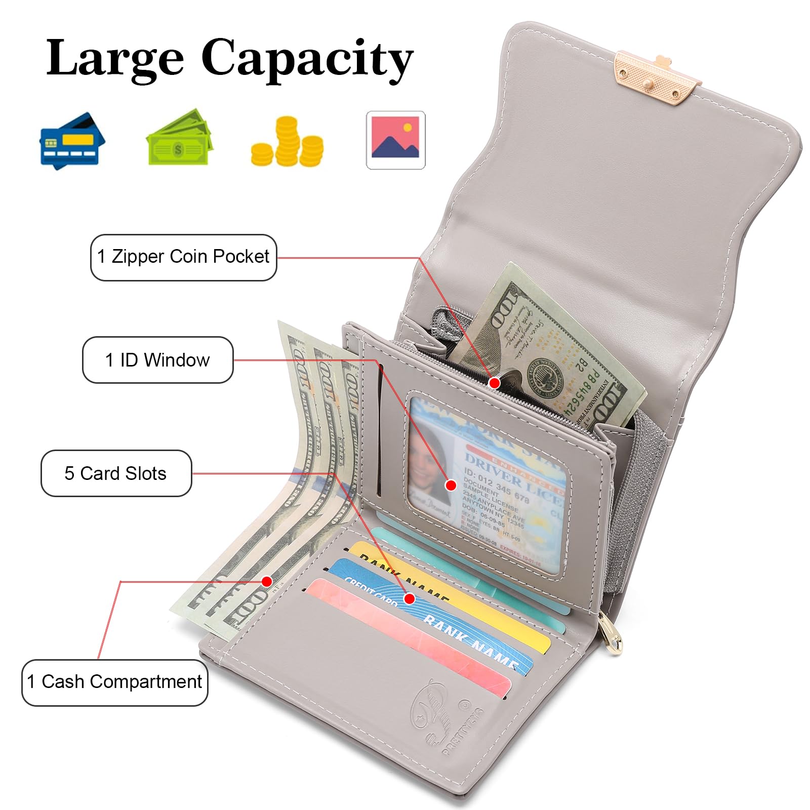 RFID Blocking Leather Bifold Wallet for Women - Small Zipper Coin Pocket & Card Holder - Perfect for Everyday Use, Travel, and Gift Giving
