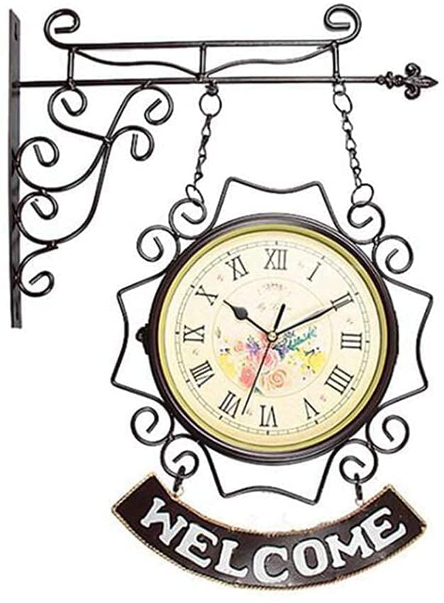 YOYOSHU Double Sided Retro Wall Clock - Indoor Outdoor Decorative Clock for Garden, Patio, Yard, Living Room & Kitchen | Weather-Resistant Timepiece for Home & Office Decor