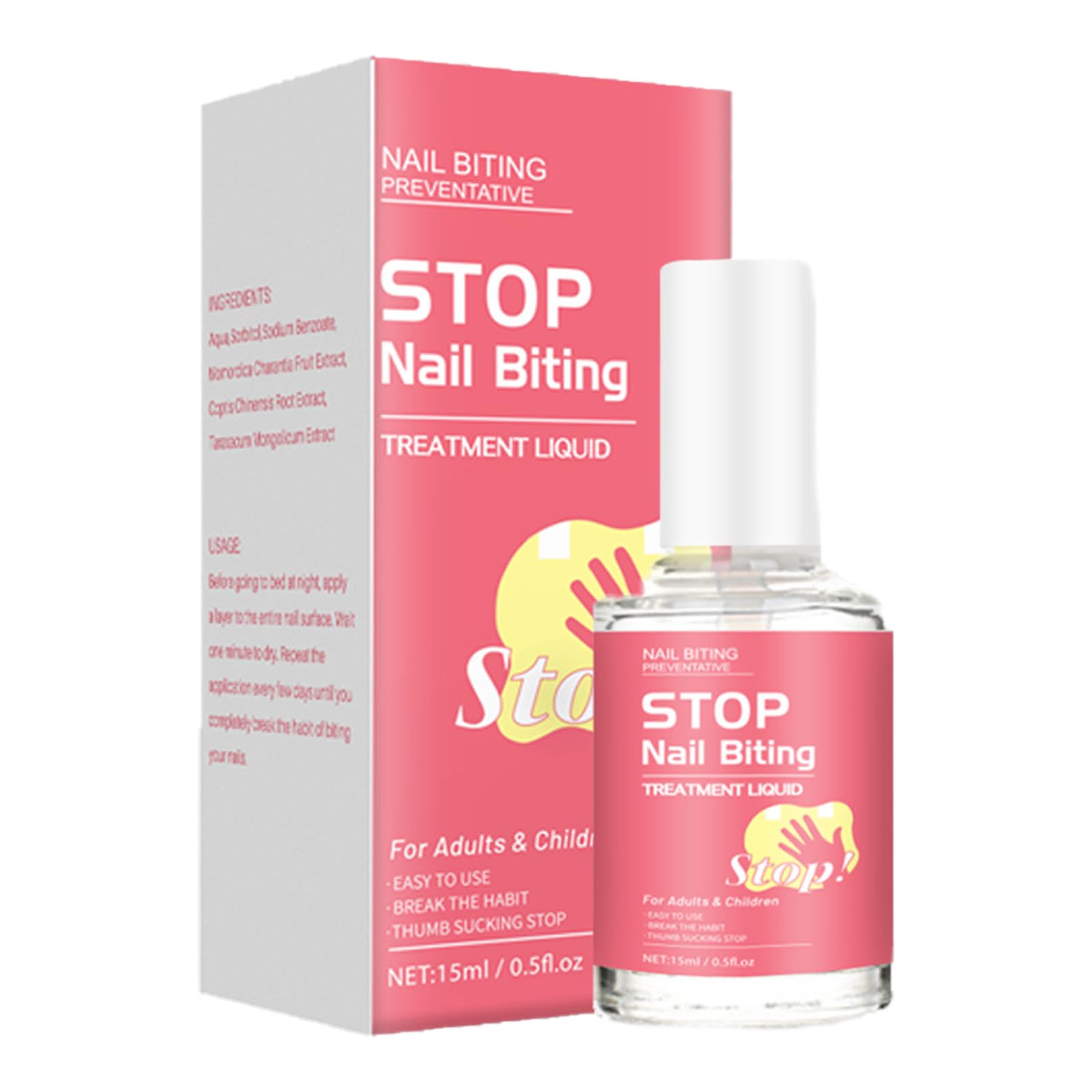 No Bite Nail Polish - 15ml Anti Nail Biting Treatment for Adults - Stop Thumb Sucking & Nail Biting Habit - Safe & Effective Nail Care Solution - Day & Night Use for Healthy Nails - Perfect for Office, Travel & Home Use