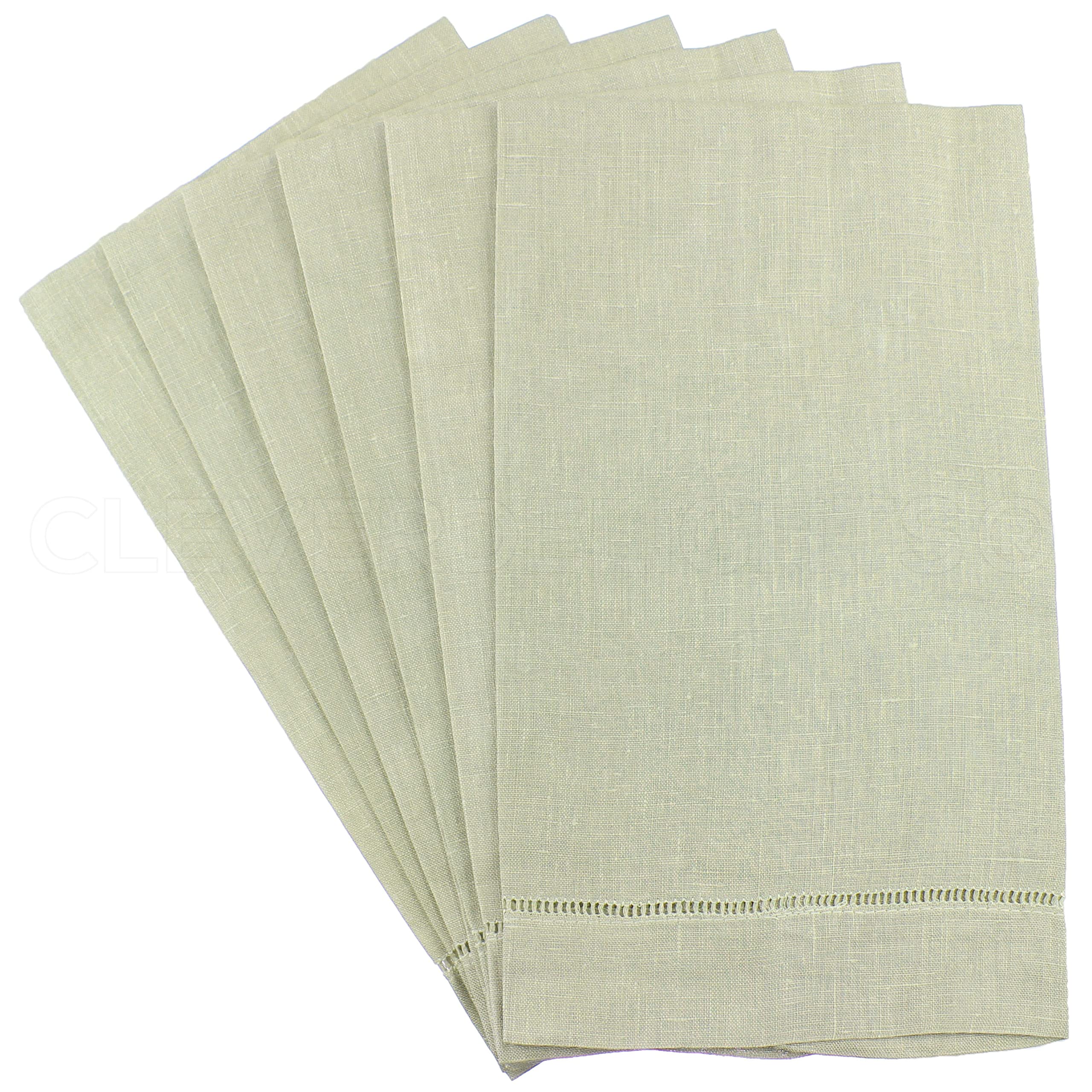 Premium Light Stone Hemstitched Hand Towels - 6 Pack, 14