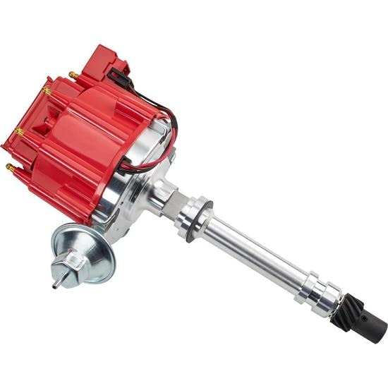 High Performance HEI Distributor for Chevy Small Block Engines - Red - Compatible with Chevy 350, 305, 327 & More - Ideal for Street Racing, Hot Rods & Engine Upgrades