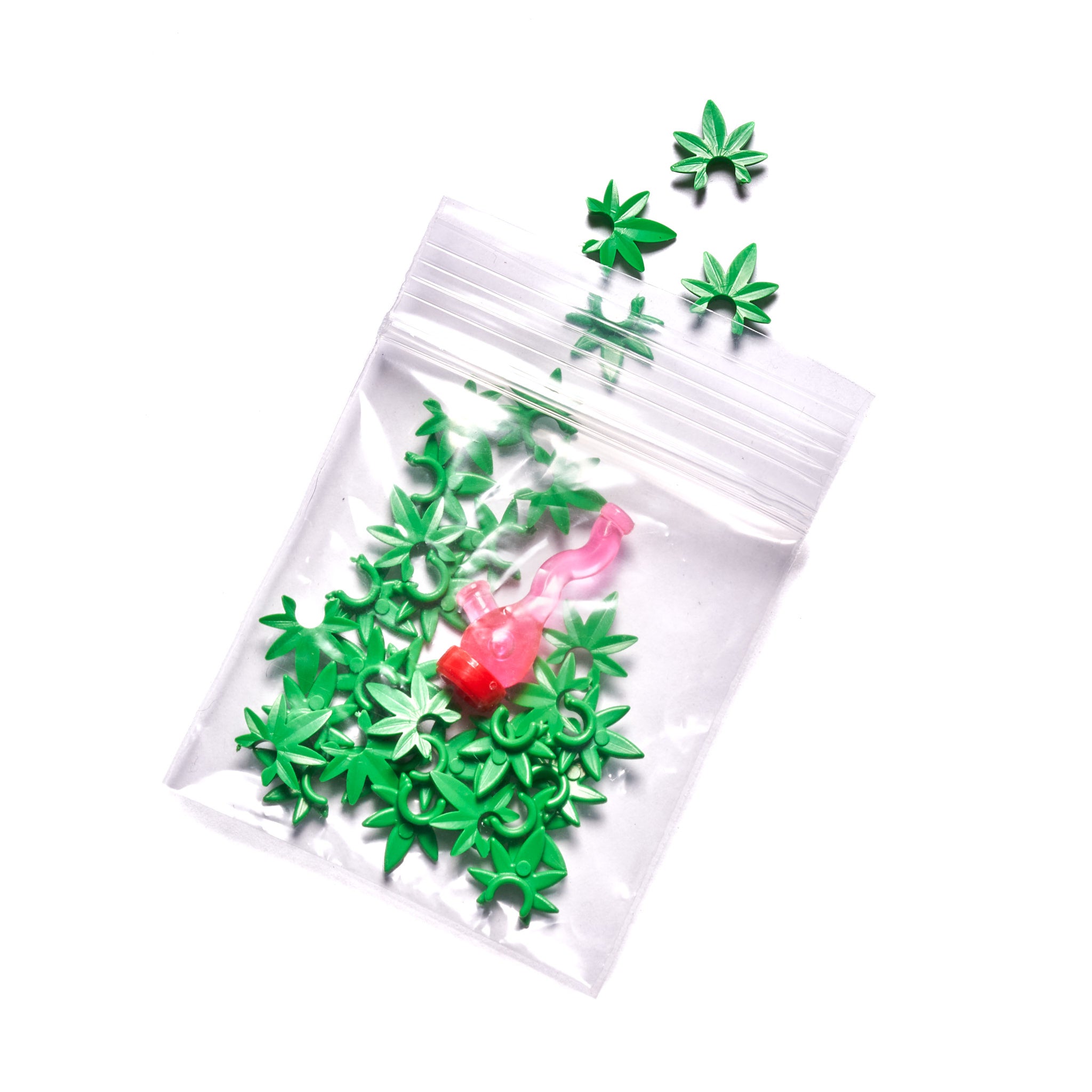 Mini Fake Marijuana Bag & Toy Bong Set - Novelty Prank Gag Gift for Adults - Perfect for Halloween, Costume Parties and Pranks
