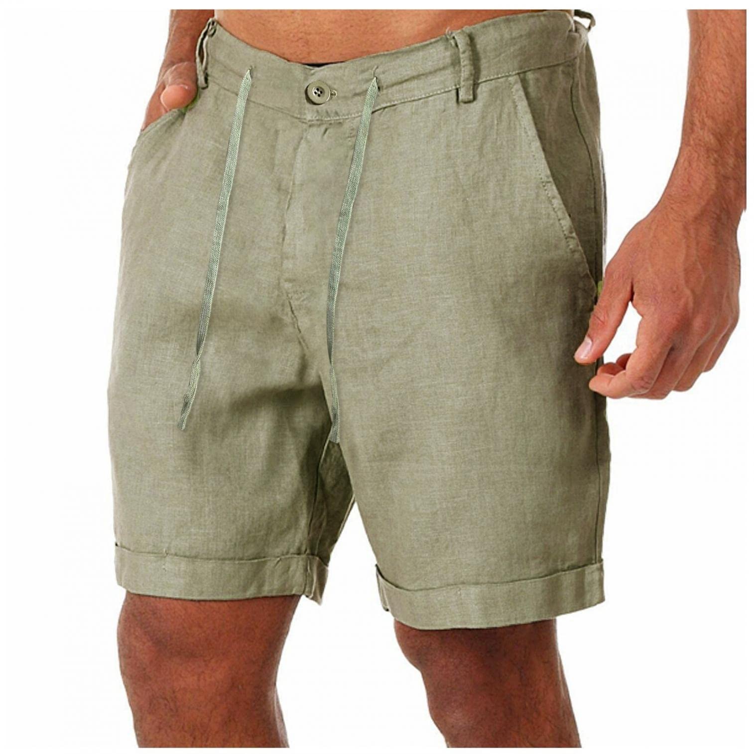 Men's 7 Inch Inseam Workout Shorts - Breathable Linen Running & Training Shorts with Elastic Waist & Drawstring | Perfect for Gym, Jogging & Casual Wear