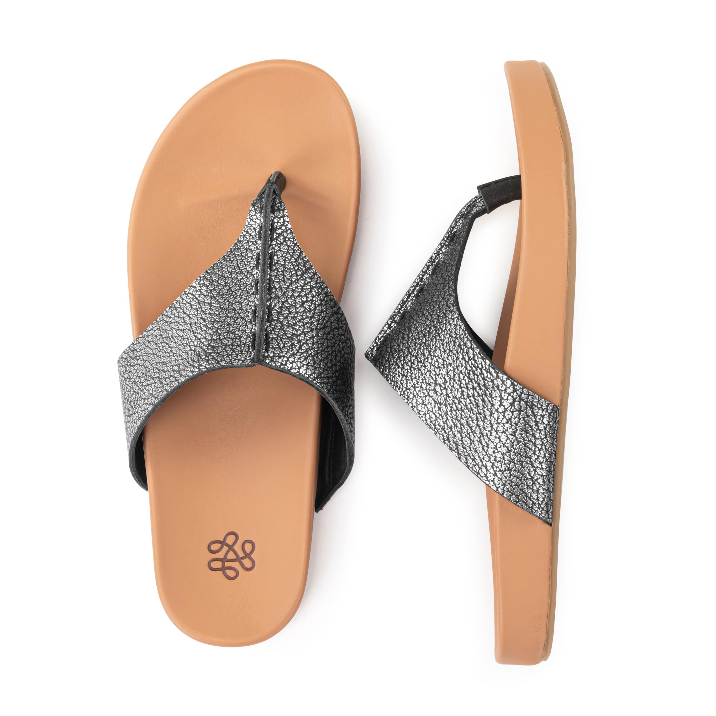 Everly Sandal - Genuine Leather Women's Sandals in Dark Silver | Comfortable & Stylish for Summer, Beach, and Casual Outings