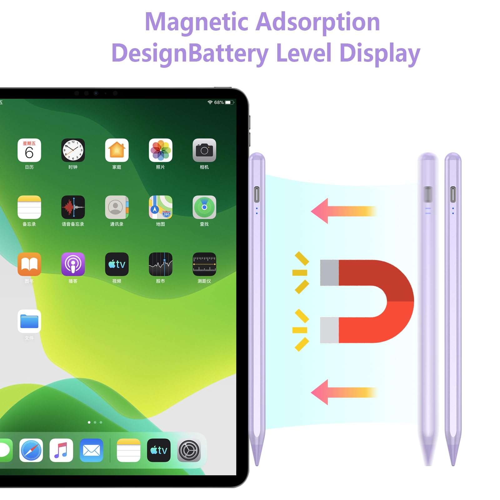 KBCASE Stylus Pen for Apple iPad (2018-2024) - 2nd Gen Pencil with Fast Charging & Palm Rejection | Compatible with iPad 10/9/8/7/6, iPad Pro 11