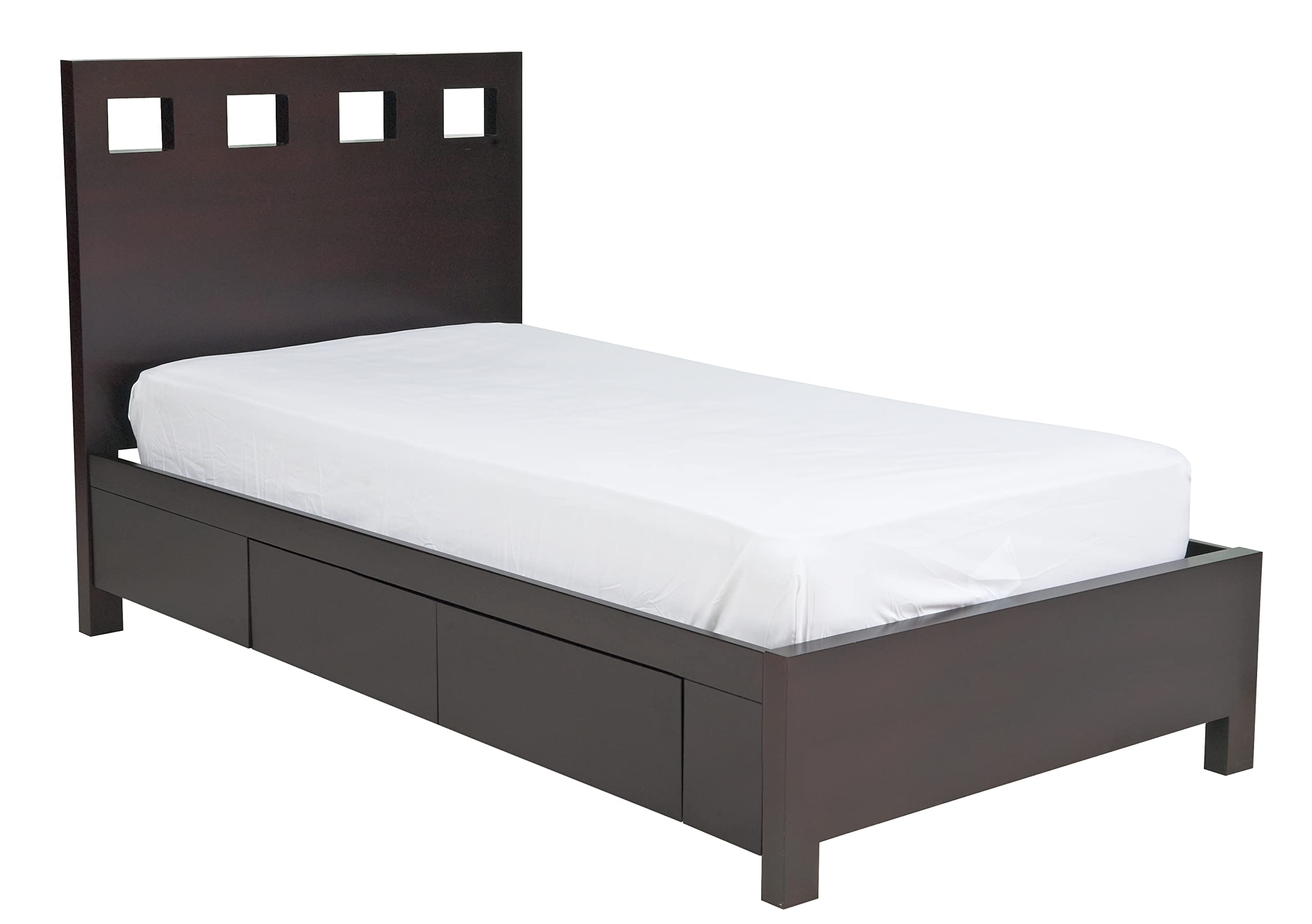 Modus Furniture Solid Wood 2-Side Storage Bed Frame, Full Size, Riva Espresso Finish - Space Saving Bedroom Furniture for Small Rooms & Guest Rooms