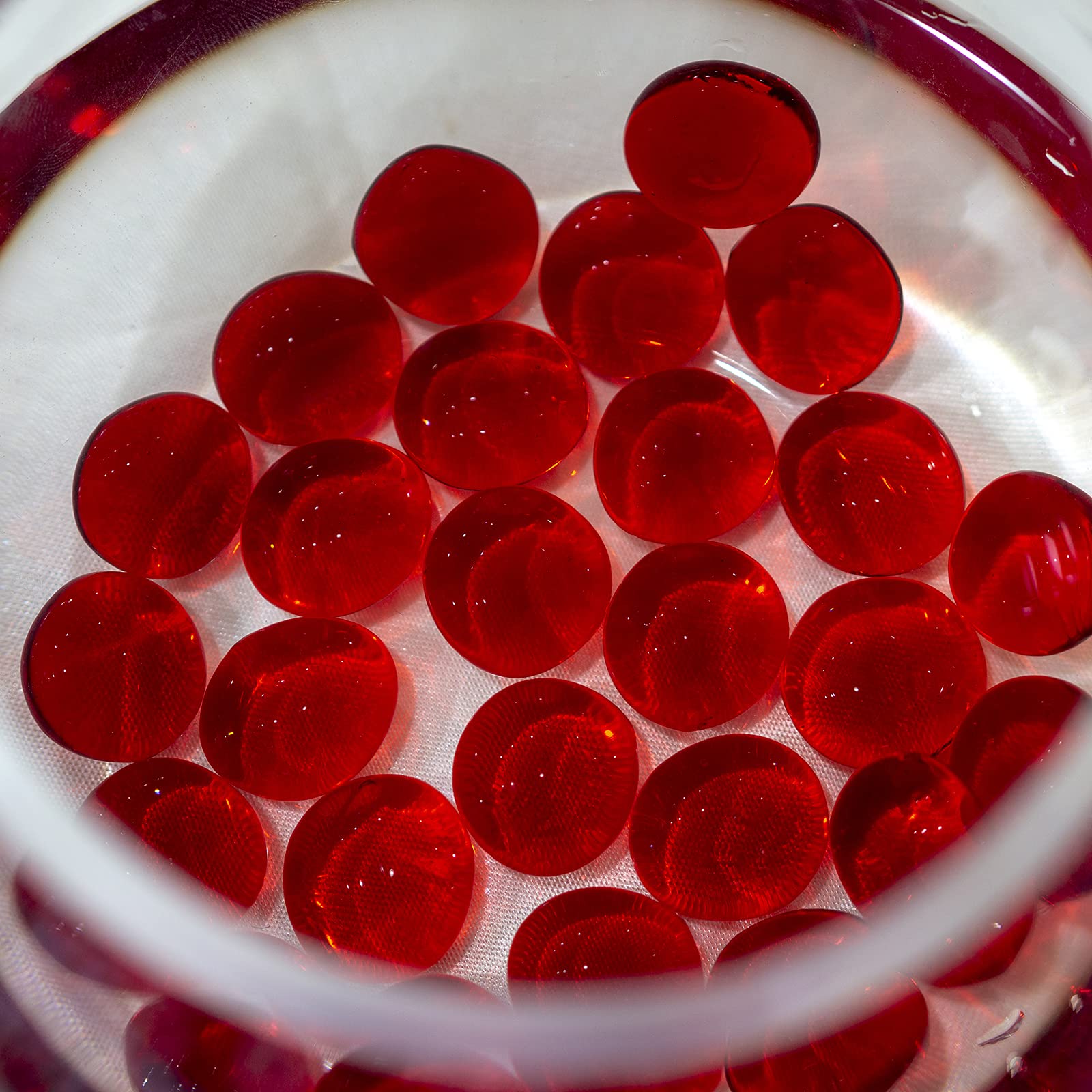 HappyFiller 5 LB Ruby Red Glass Gems - Flat Marbles for Vase Fillers, Floral Arrangements, Aquarium Decor, Garden Landscaping, Mosaic Crafts, Fire Glass Beads - Perfect for Thanksgiving, Christmas, Fall & Home Decor