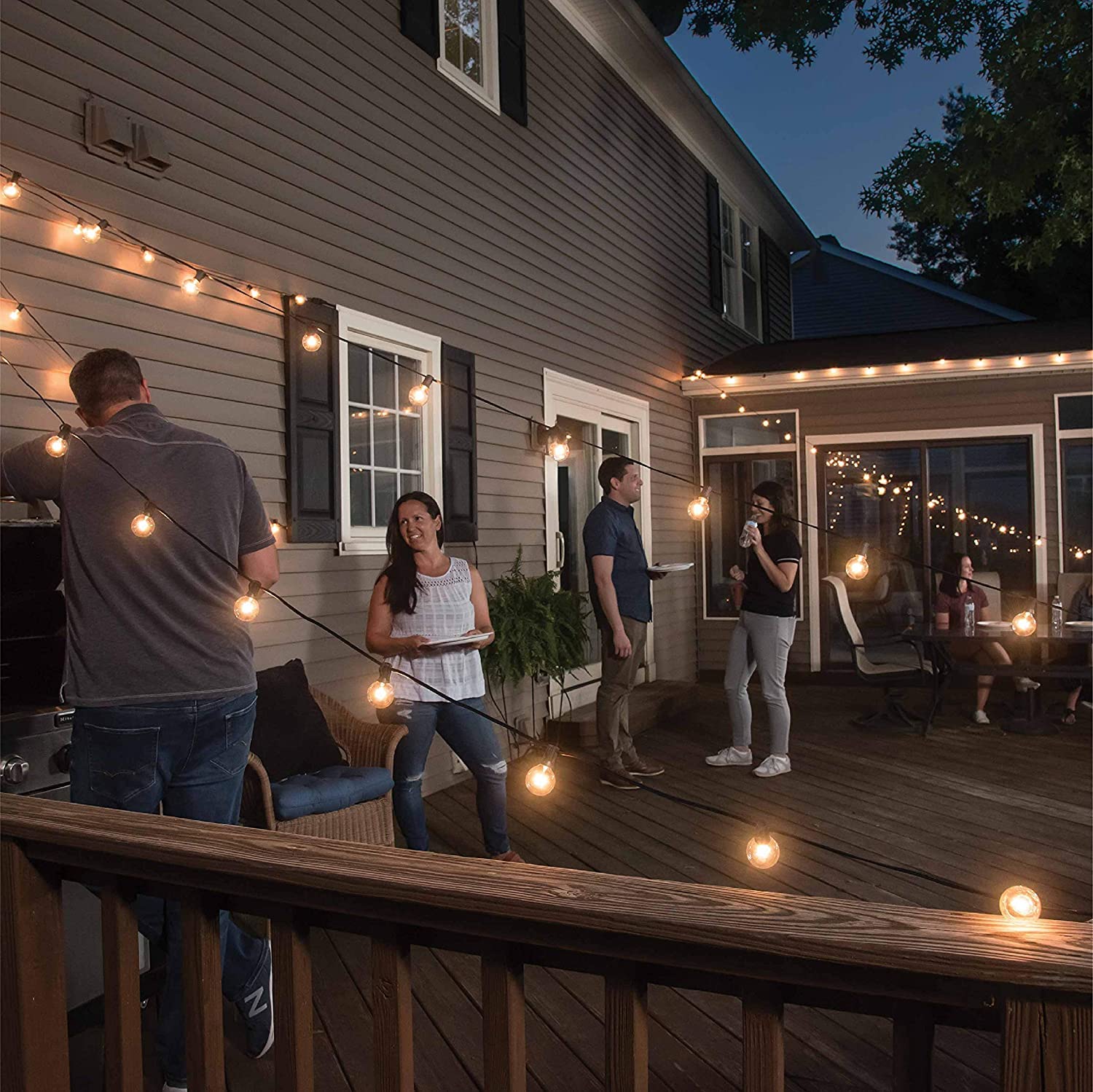 Beams 1W G40 Globe LED Bulbs - 25ft Weatherproof Indoor/Outdoor String Lights in Black | Perfect for Patio, Garden & Holiday Decorations