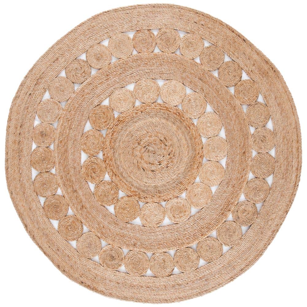SAFAVIEH Handmade Boho Jute Area Rug 9' Round - Natural Fiber Round Collection NFB250A for Living Room, Bedroom & Boho Decor
