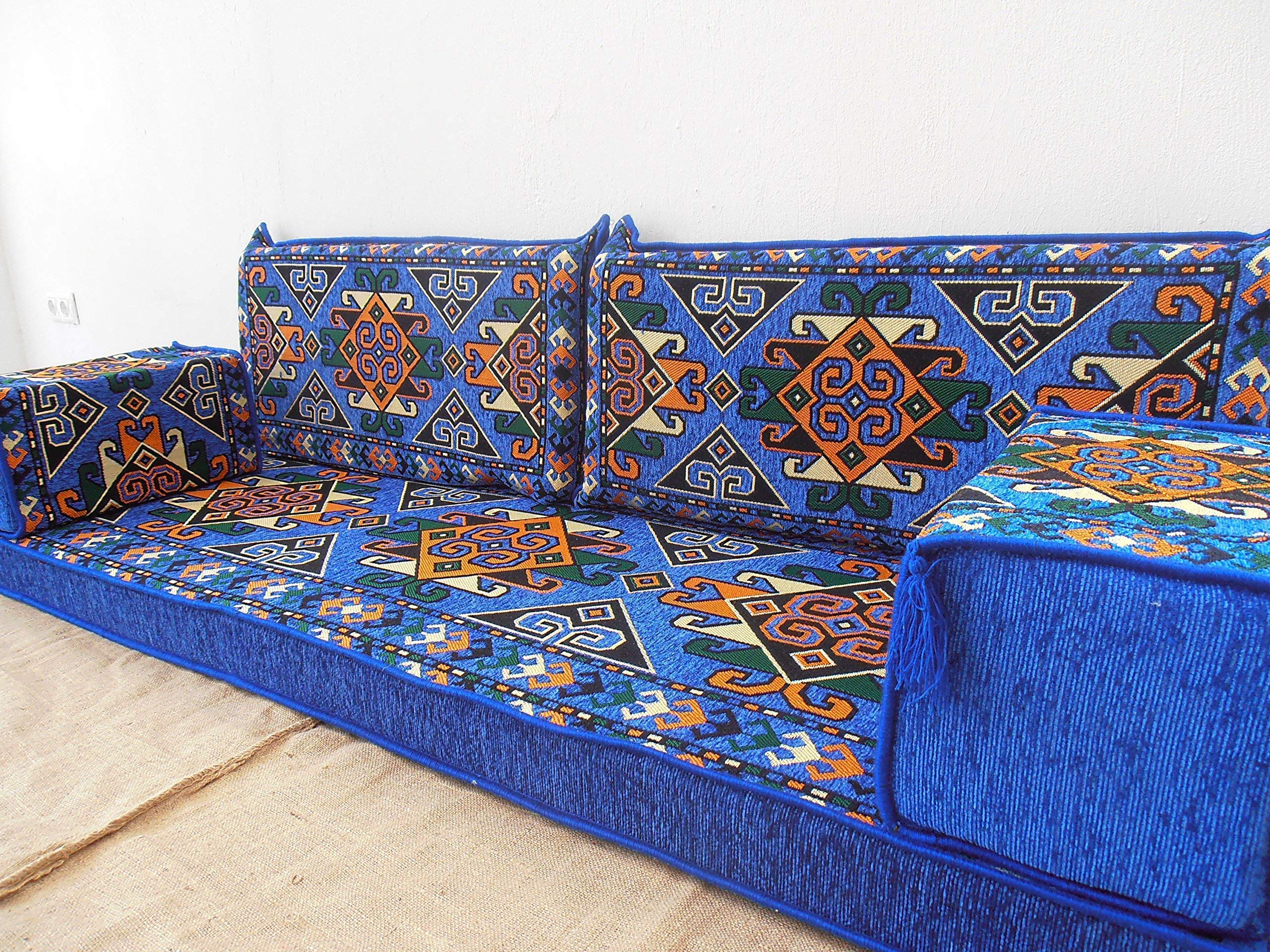 Premium Arabic Majlis Sofa Set - Oriental Floor Seating Couch with Cushions for Jalsa & Traditional Gatherings | Comfortable Low-Profile Furniture for Living Rooms, Lounges & Cultural Events