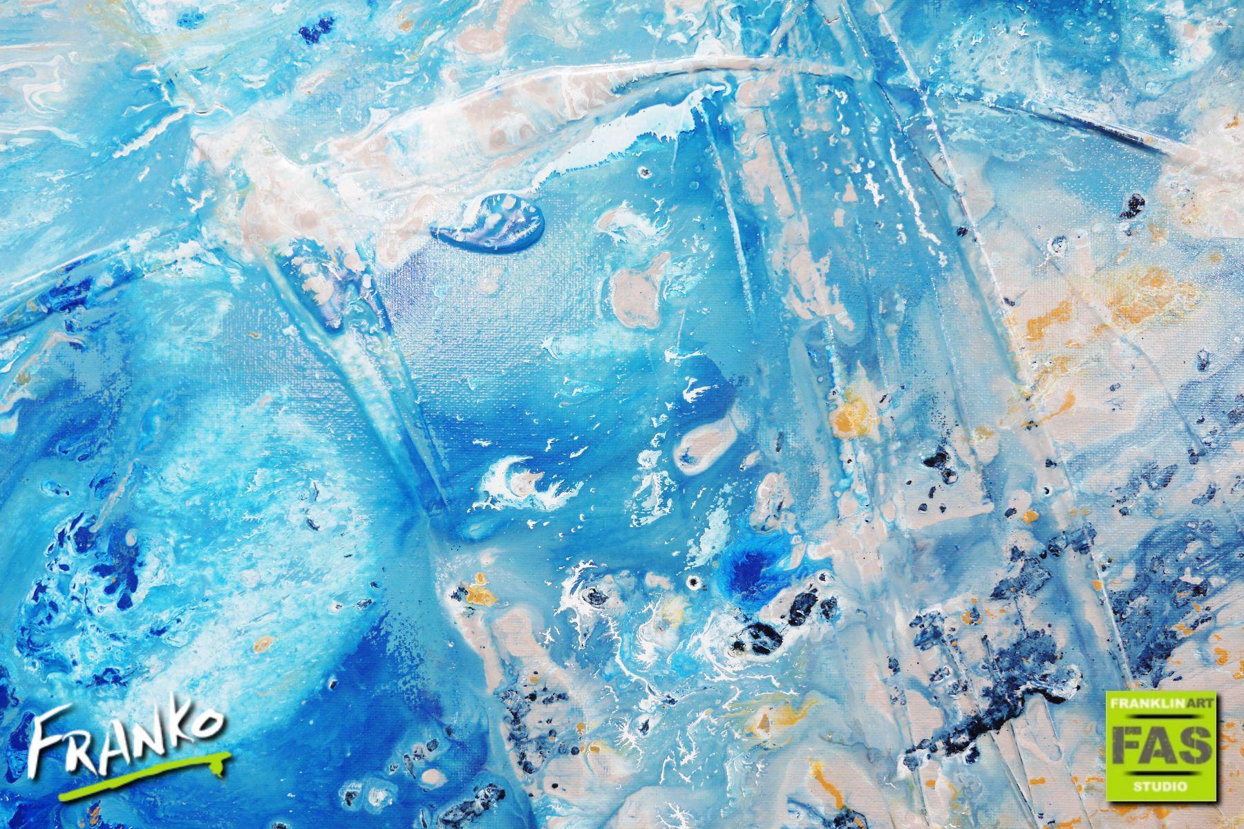 Oceanic Reef 160cm x 100cm Blue and Cream Abstract Canvas Wall Art - Modern Home Decor for Living Room, Bedroom & Office