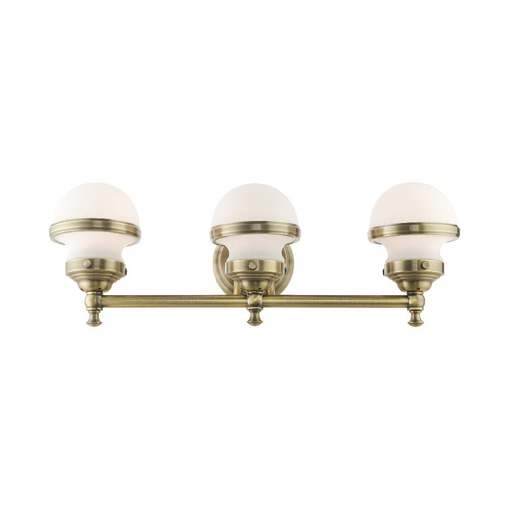 Livex Lighting 3-Light Antique Brass Bathroom Vanity Sconce - Perfect for Bathroom Mirror Lighting and Modern Home Decor