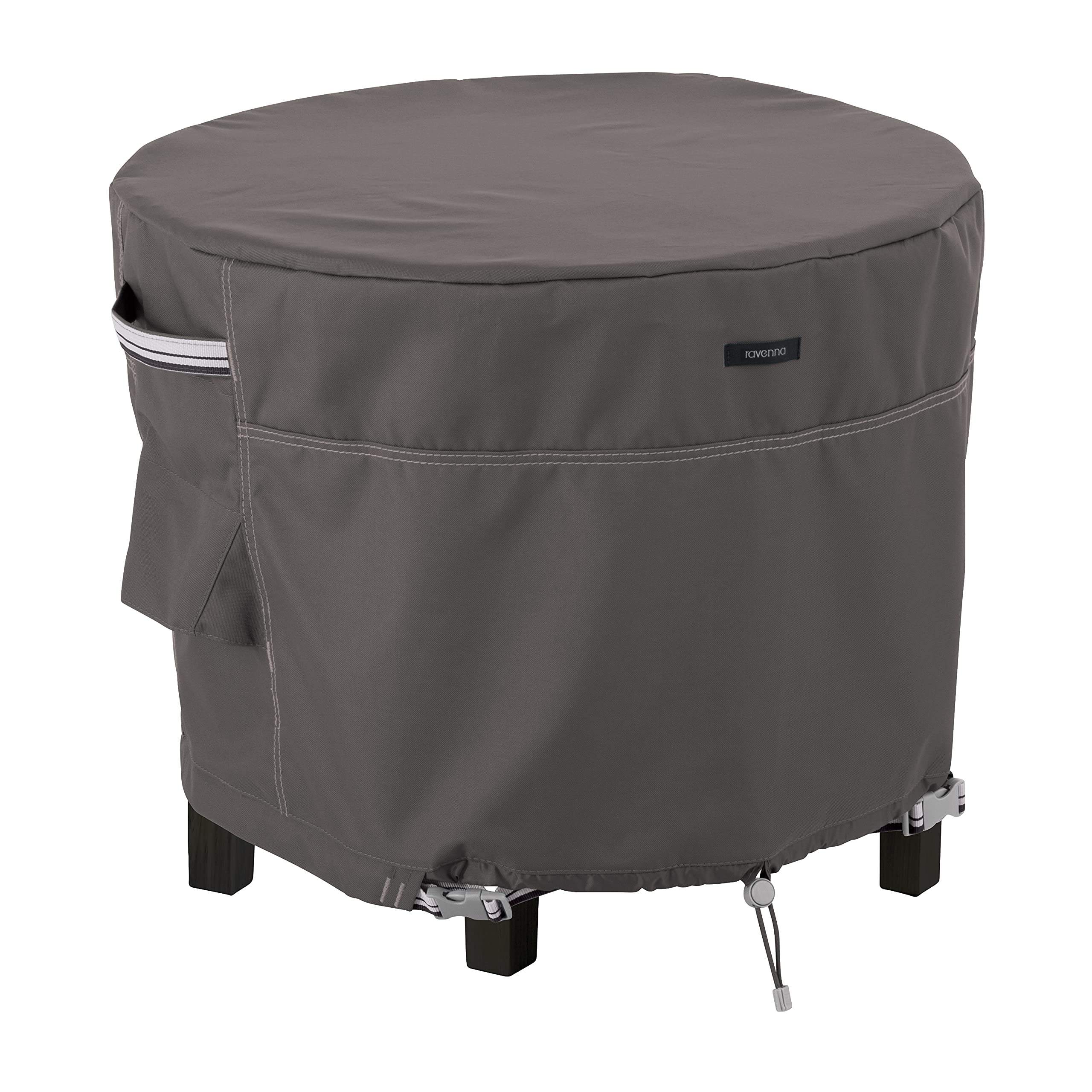 Classic Accessories Ravenna 30 Inch Round Water-Resistant Patio Ottoman Cover, Durable Outdoor Table Protector for Patio Furniture, Deck, and Garden Use