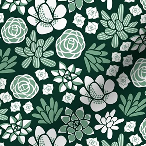 Succulent Printed Velvet Fabric by The Yard - Upholstery & Home Decor Fabric for Sofa, Curtains, Pillows | Desert Plants Green Pattern Bottomweight Apparel Material | Perfect for DIY Crafts, Dressmaking, and Interior Design Projects