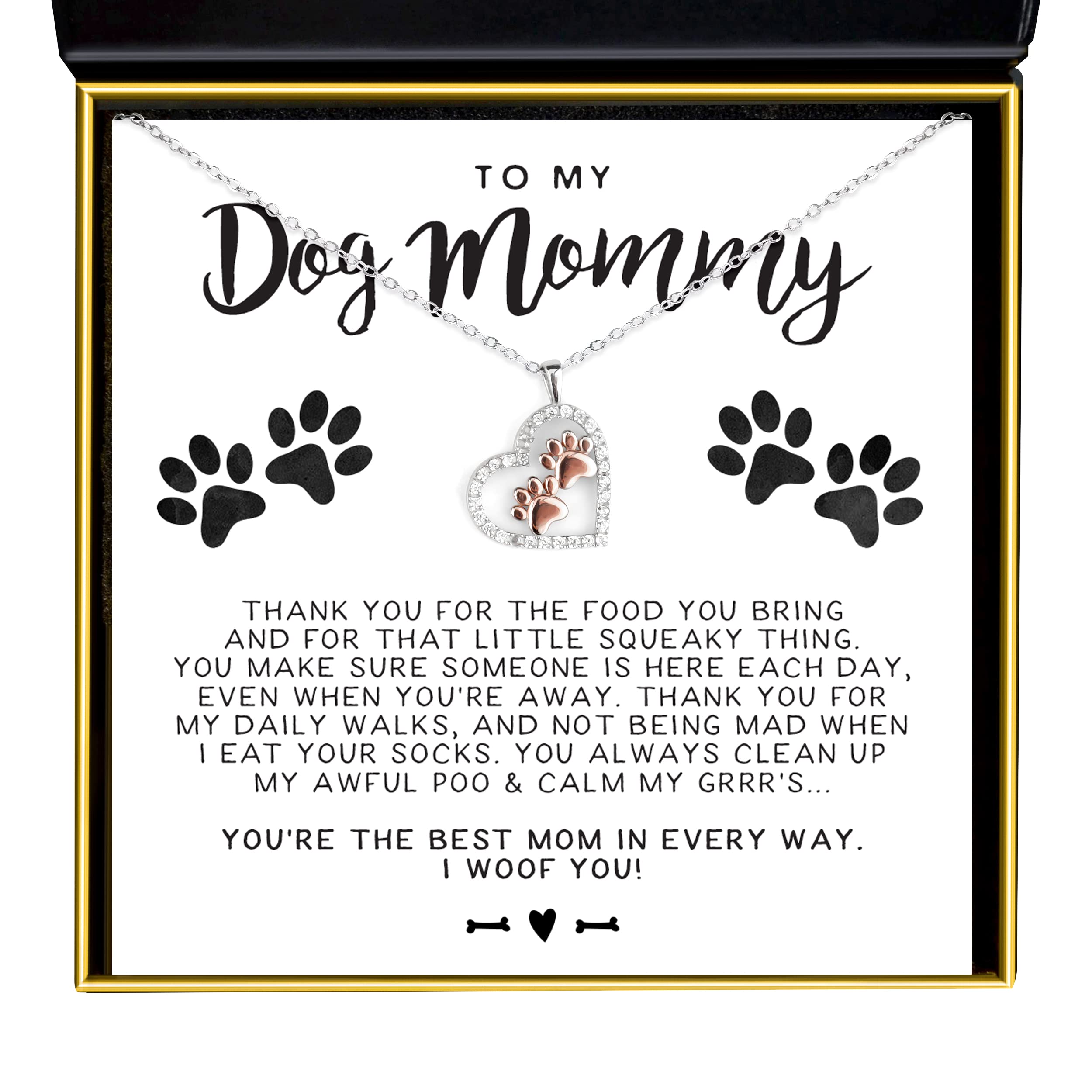 925 Sterling Silver Dog Paw Necklace Gift Set for Women - Dog Mom Jewelry with Card, Pet Lover Necklace, Doggie Jewelry for Dog Moms - Perfect for Mother's Day, Birthday Gifts & Dog Lover Appreciation