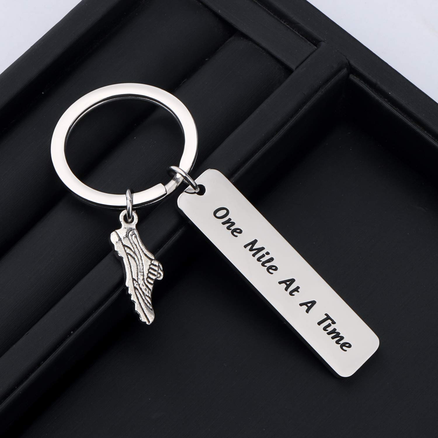 FOTAP Running Keychain - Inspirational Runner Jewelry Gift for Marathon, 5K, 10K & Half Marathon - Perfect Motivational Present for Runners, Joggers & Athletes - Great for Race Day, Training & Fitness Milestones