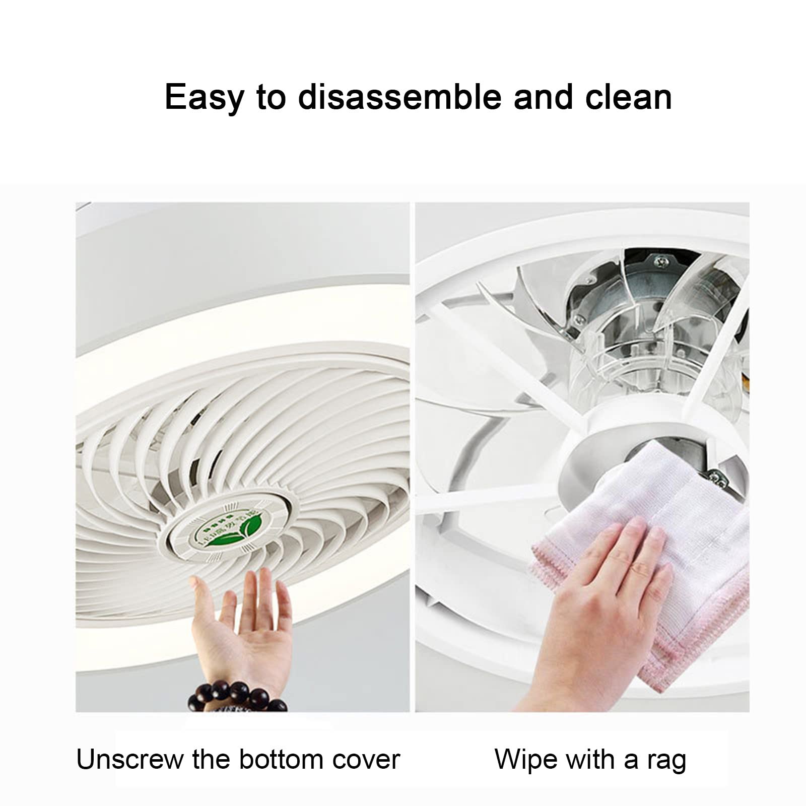 **Invisible Ceiling Fan with LED Lights - Dimmable Remote Control, 3 Color Lighting Modes, 110V Semi-Flush Mount Low Profile - Perfect for Bedroom, Living Room, Kitchen (White) - Ideal for Modern Home Cooling & Stylish Lighting**