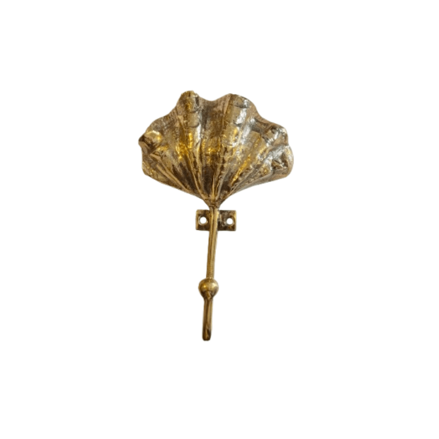 Brass Clam Shell Hook - Decorative Wall Hooks for Bathroom, Bedroom & Entryway - Vintage Style Hanging Hooks for Coats, Hats & Towels
