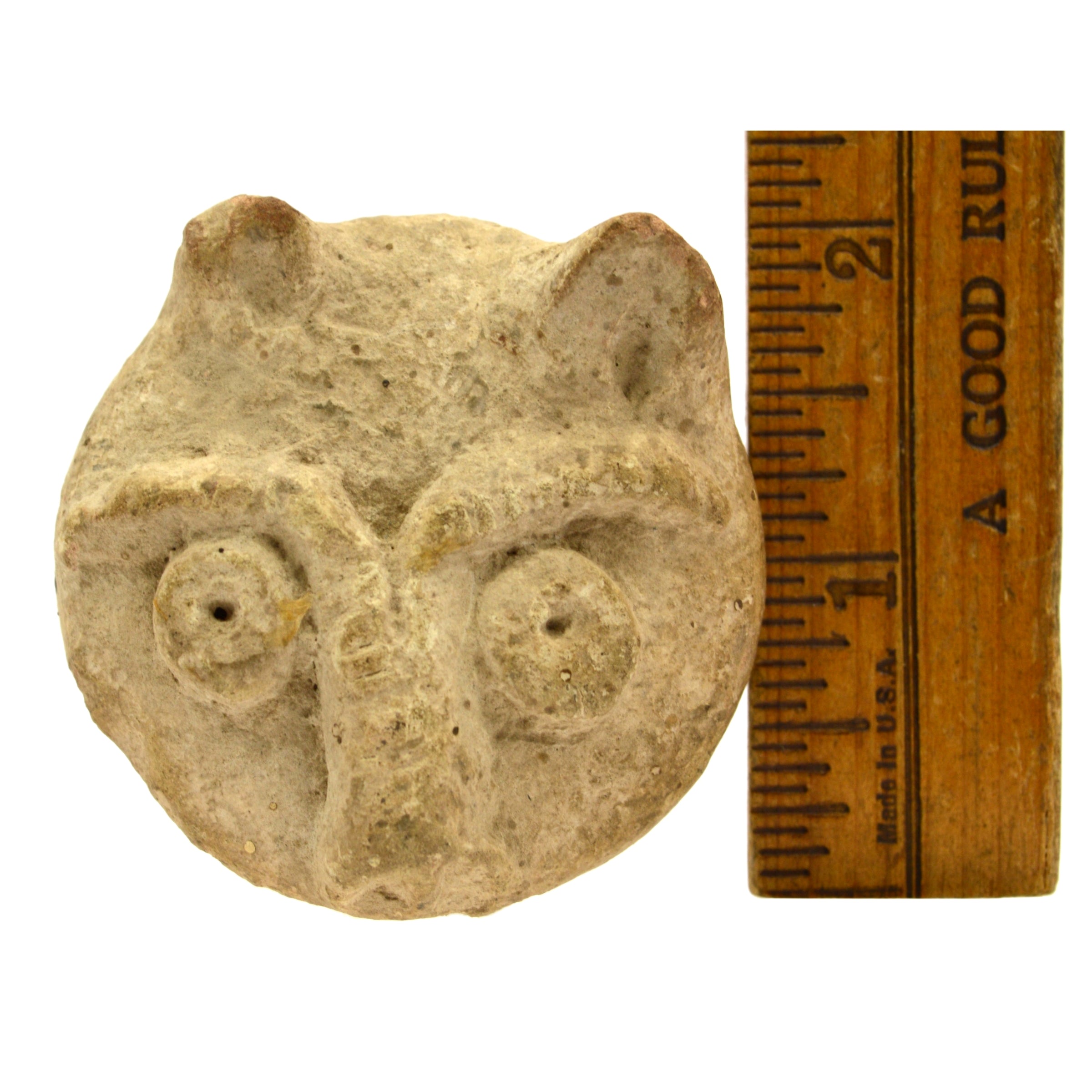 Ancient Pre-Columbian Indian Warrior Head Small Pottery Shard - Authentic Taino or Mayan Artifact for Collectors, Home Decor & Historical Display