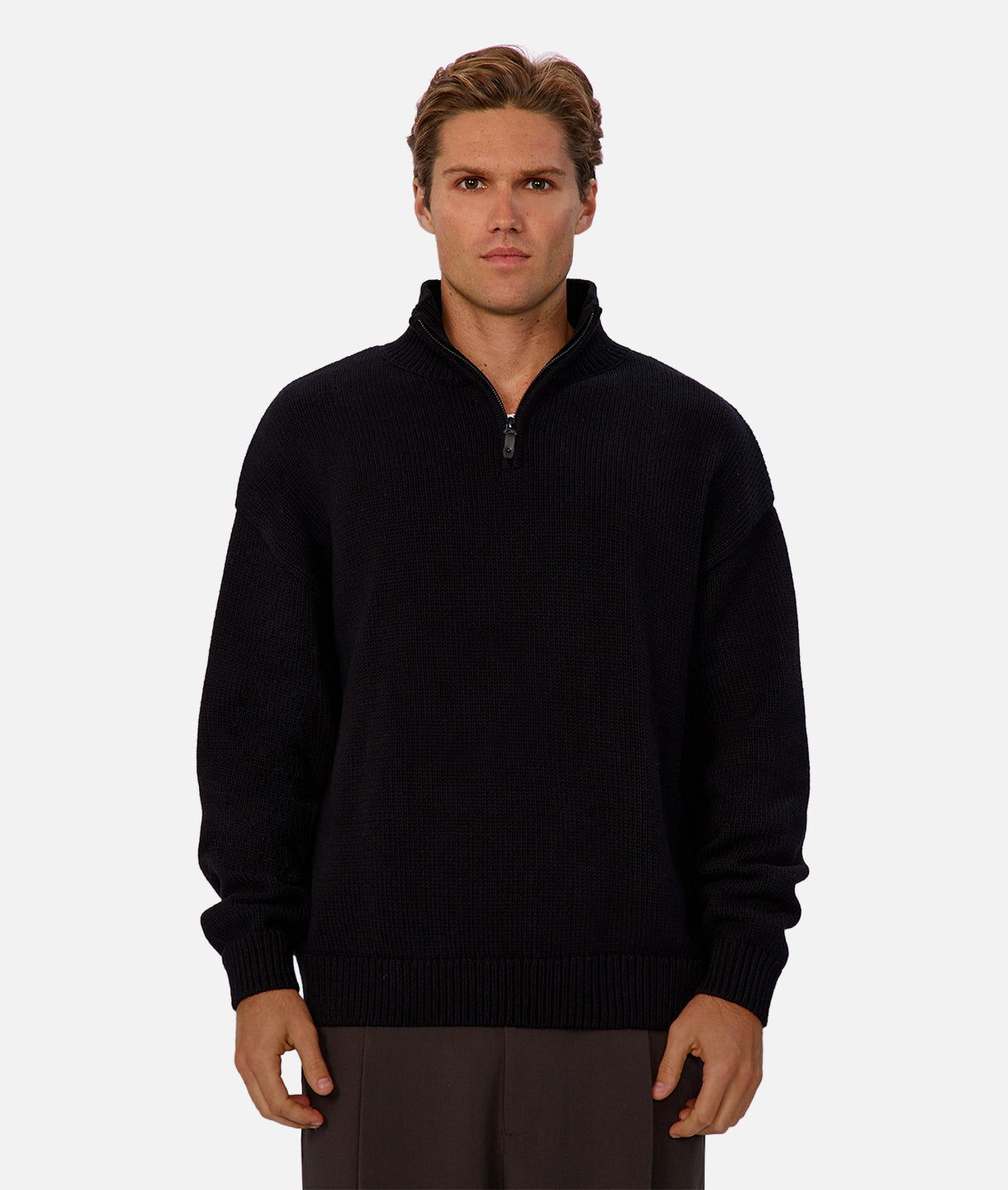 Premium Plain Osborne Knit Sweater - Soft & Comfortable Black Pullover for Men & Women | Perfect for Casual Wear, Office & Winter Outfits