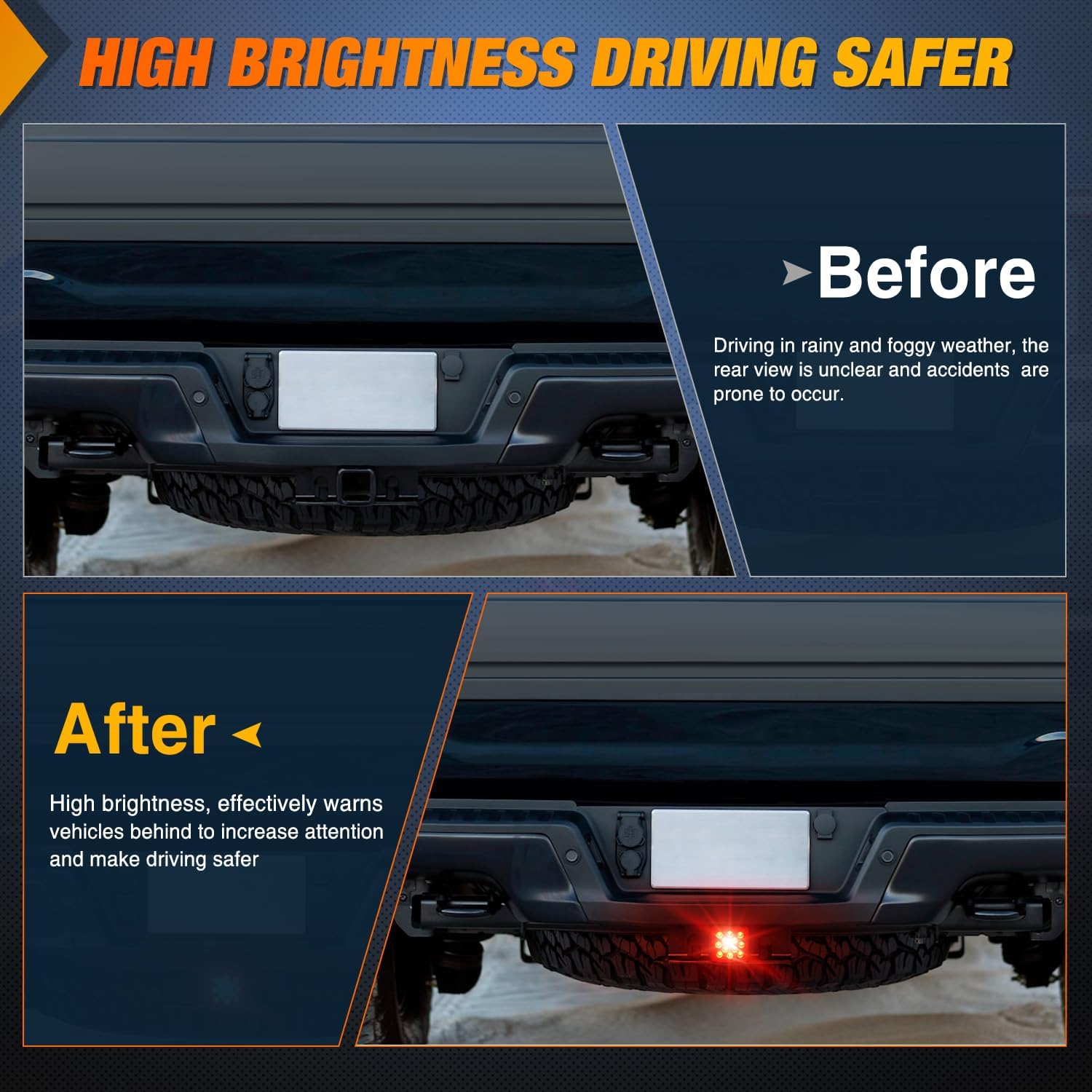 12 LED Brake Light Trailer Hitch Cover - Waterproof & Durable for Trucks, SUVs & RVs - Perfect for Night Driving & Enhanced Safety