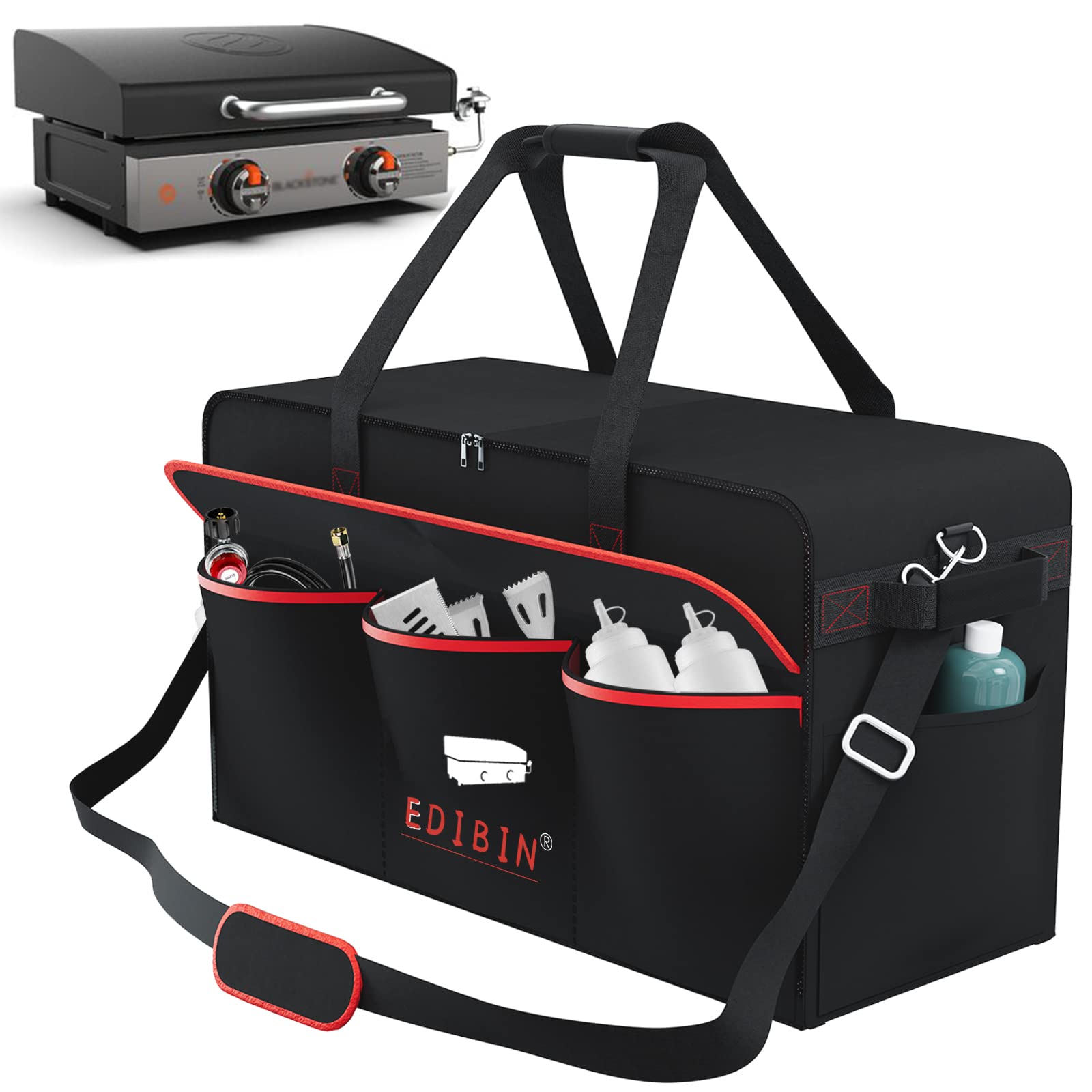 Blackstone 1813 22-Inch Griddle Carry Bag - Heavy Duty 600D Polyester Protective Cover for Tabletop Griddle with Hood Lid - Perfect for Camping, Tailgating & Outdoor Cooking