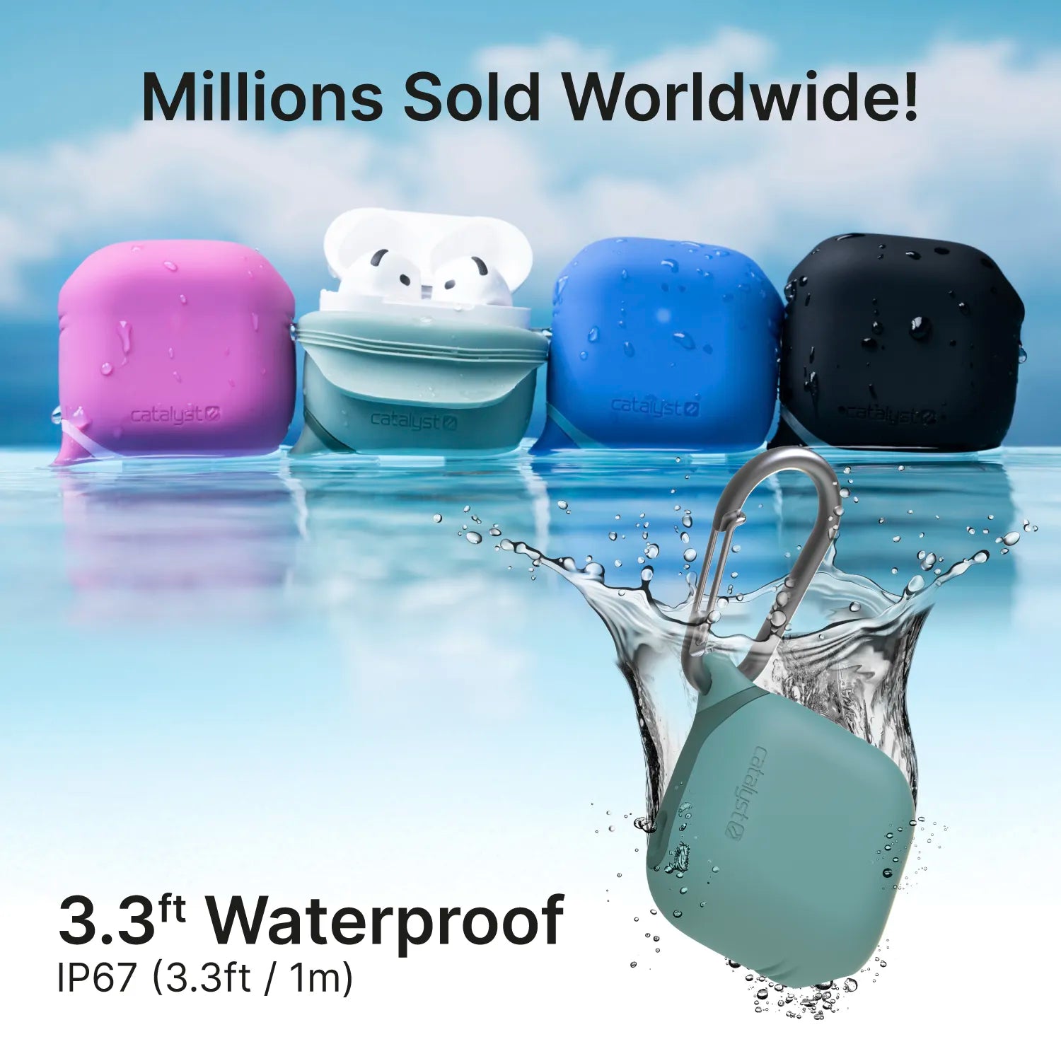 Apple AirPods (4th Generation) with Waterproof Case & Carabiner Clip - Wireless Earbuds for Running, Gym, Travel & Outdoor Activities