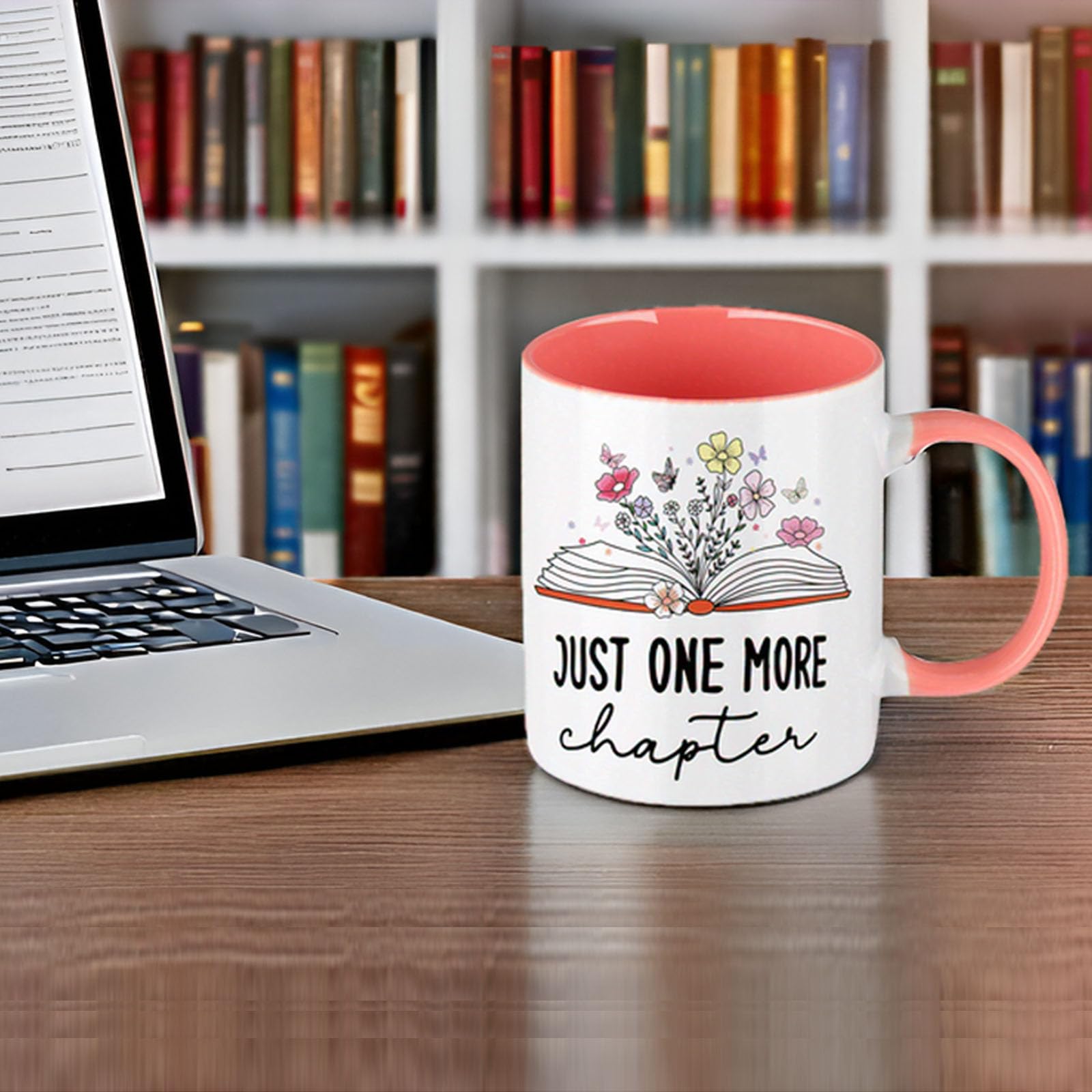 Just One More Chapter Mug - Perfect Book Lover Gift for Women, Librarian Coffee Cup | Ideal for Reading, Book Club Meetings & Cozy Reading Nook