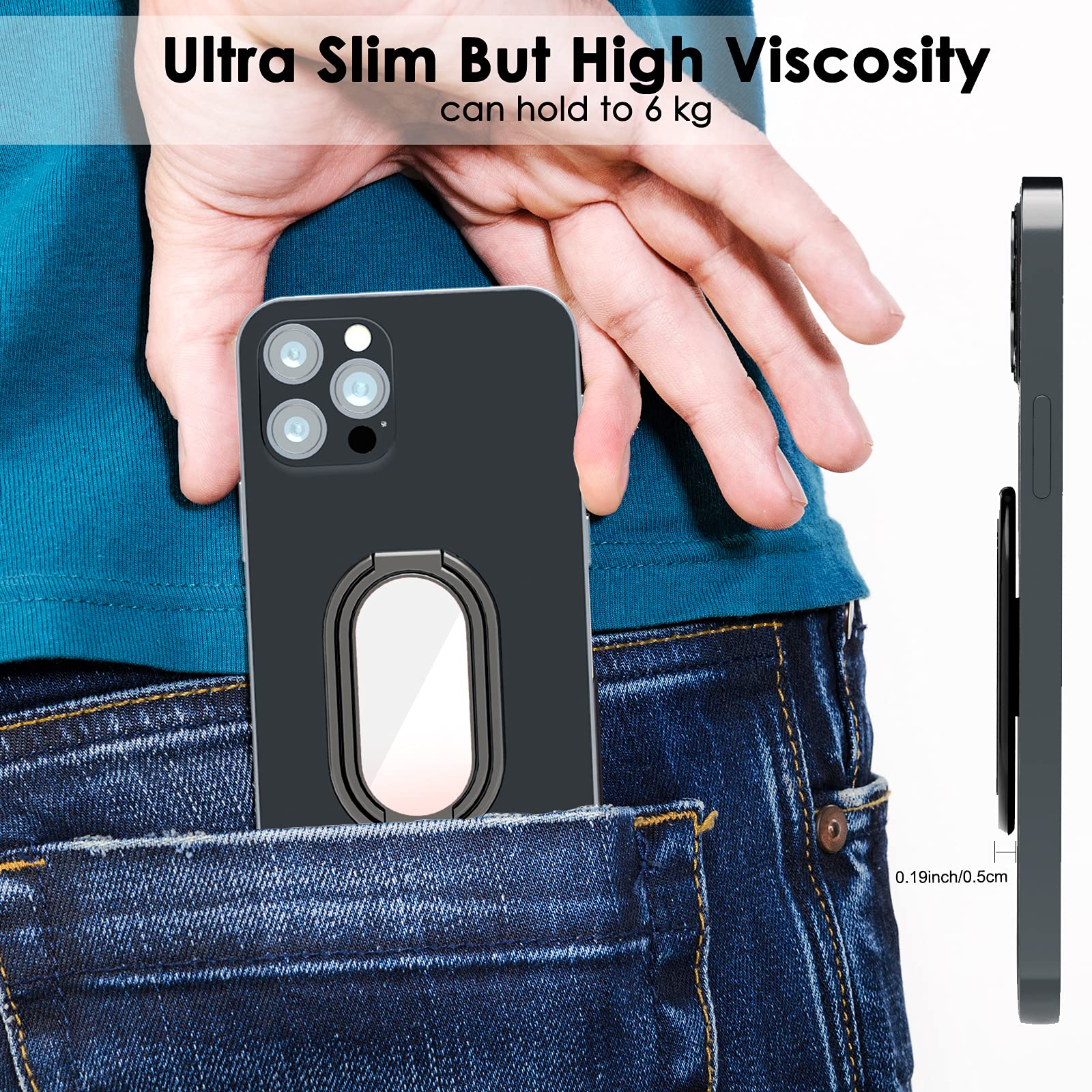360° Rotating Magnetic Phone Ring Holder & Kickstand - Foldable Phone Grip for Car Mount, Hands-Free Viewing - Compatible with iPhone, Samsung, Most Smartphones (Perfect for Driving, Video Calls & Selfies)