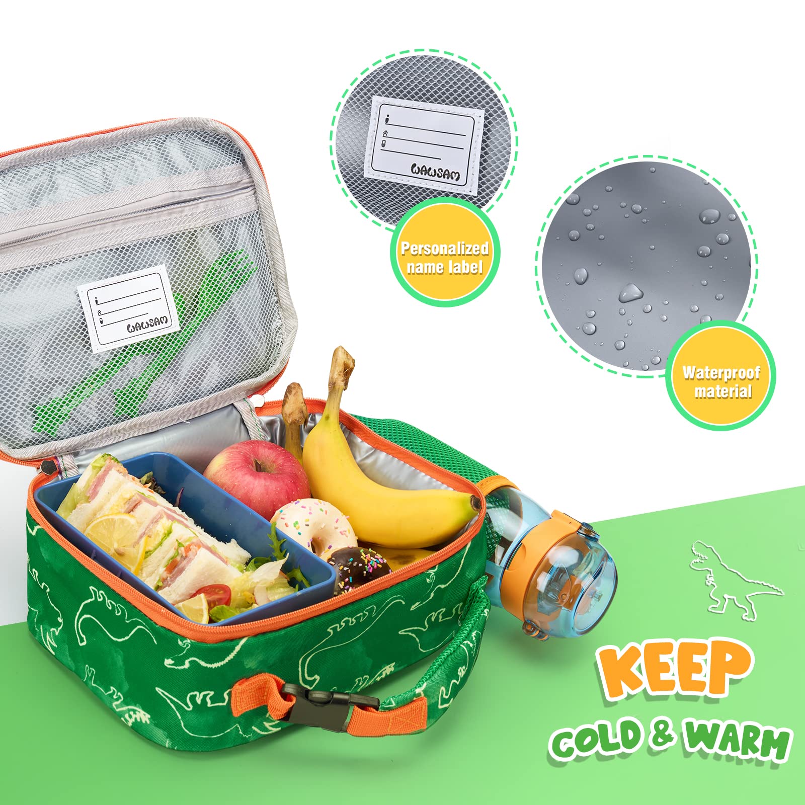 WAWSAM Kids Backpack Set - Waterproof School Backpack with Insulated Lunch Bag for Kindergarten & Elementary Students | Perfect for School, Travel, and Day Trips