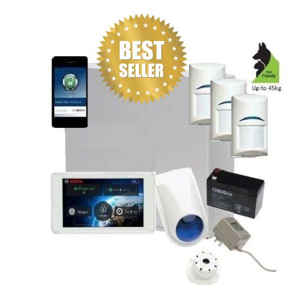Bosch Solution 3000 Home Security Alarm System with 3 Gen 2 Tritech Detectors, 5 Touch Screen Keypads & IP Module - Wireless Burglar Protection for House, Office & Business Use