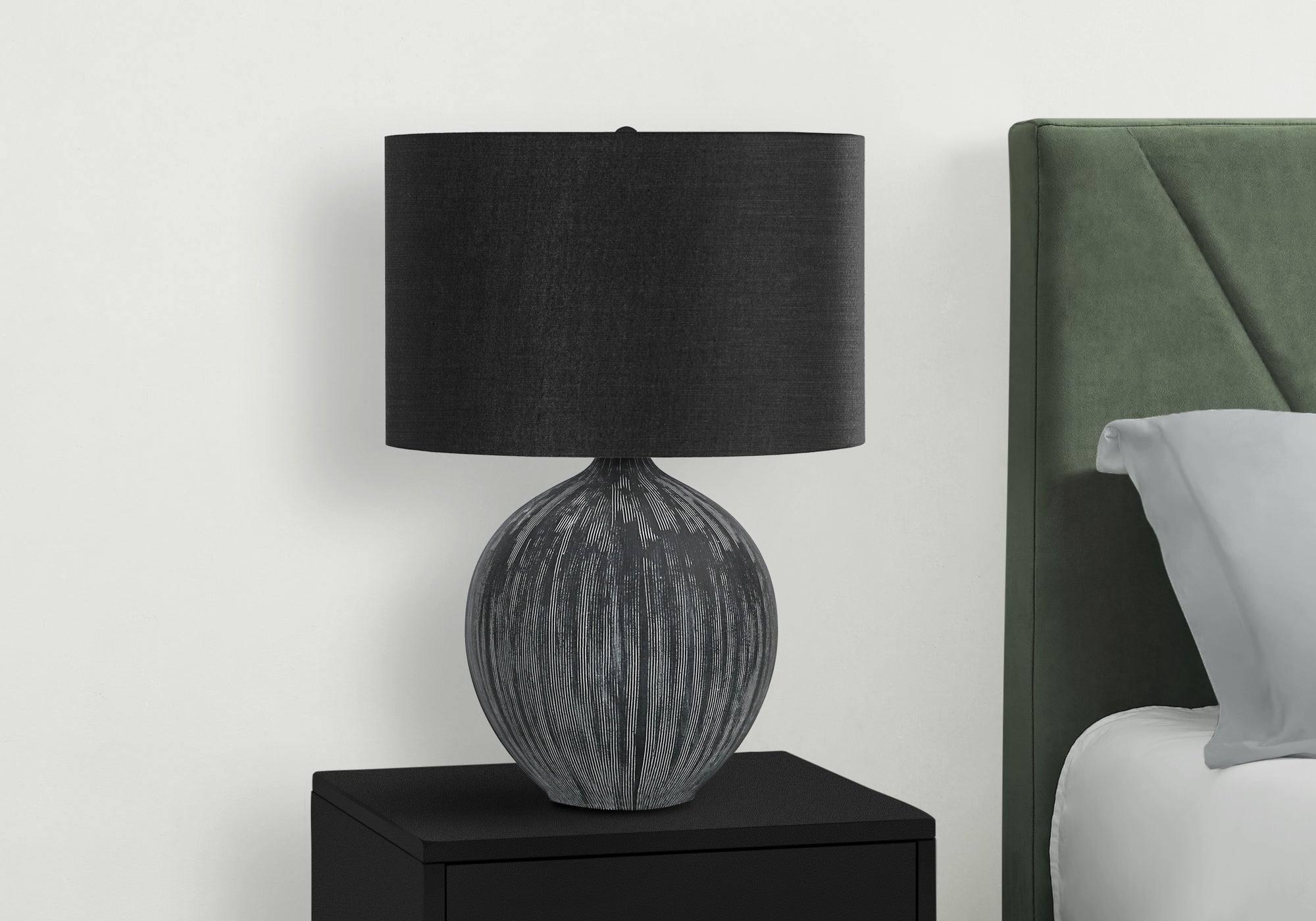 Modern Black Ceramic 23H Contemporary Table Lamp - Stylish Home Office Bedroom Lighting for Reading & Decor