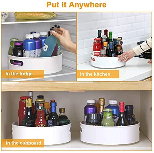 Birudmart 360 Degree Rotating Lazy Susan Turntable - Kitchen Organizer Tray with Non-Slip Base for Spices, Condiments & Dining Table - Perfect for Pantry Storage, Countertop Organization & Buffet Serving