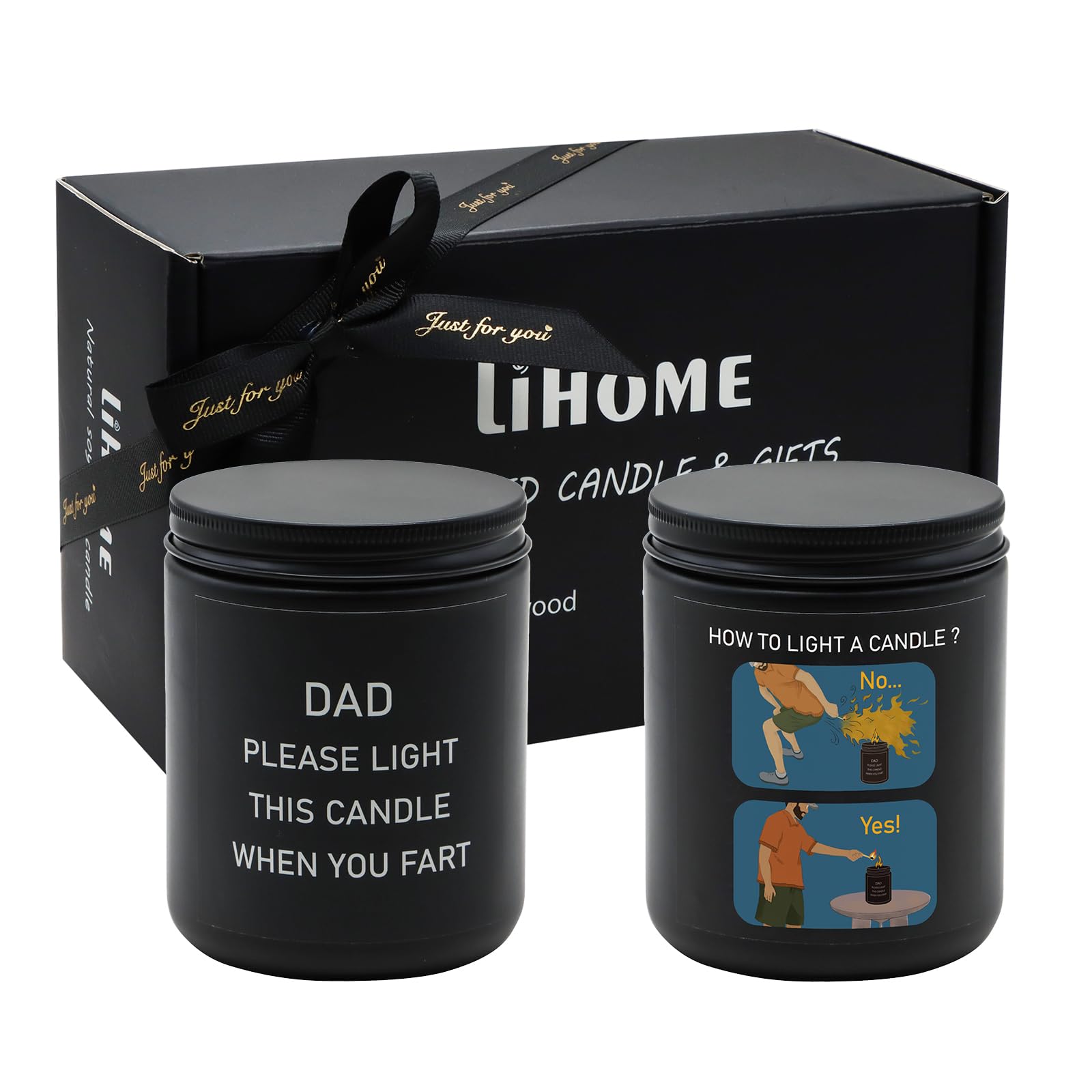 Lihome Best Dad Ever Gifts Set - Sandalwood & Wooden Pine Scented Candles for Father's Day, Birthday, Thanksgiving & Christmas | Thoughtful Present from Daughter or Son | Perfect for Home Office Relaxation & Gift Giving