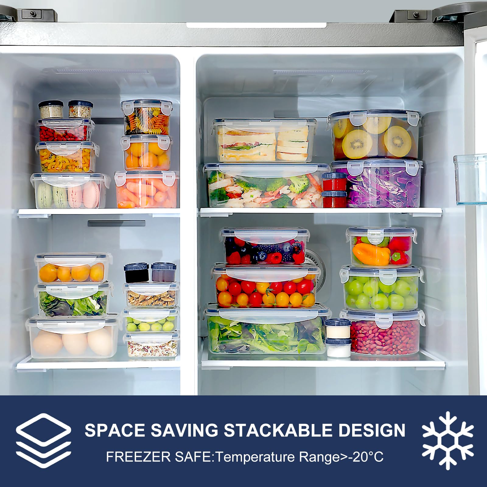 50-Piece BPA-Free Plastic Food Storage Containers Set with Lids - Microwave & Dishwasher Safe, Leakproof for Pantry, Kitchen Organization - Includes 25 Containers & 25 Lids with Labeling Pen - Perfect for Meal Prep, Leftovers, and Bulk Food Storage