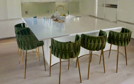 Milano Green Counter Stool - Modern Bar Stool for Kitchen Island, Breakfast Nook & Home Bar | Adjustable Height & Comfortable Seating