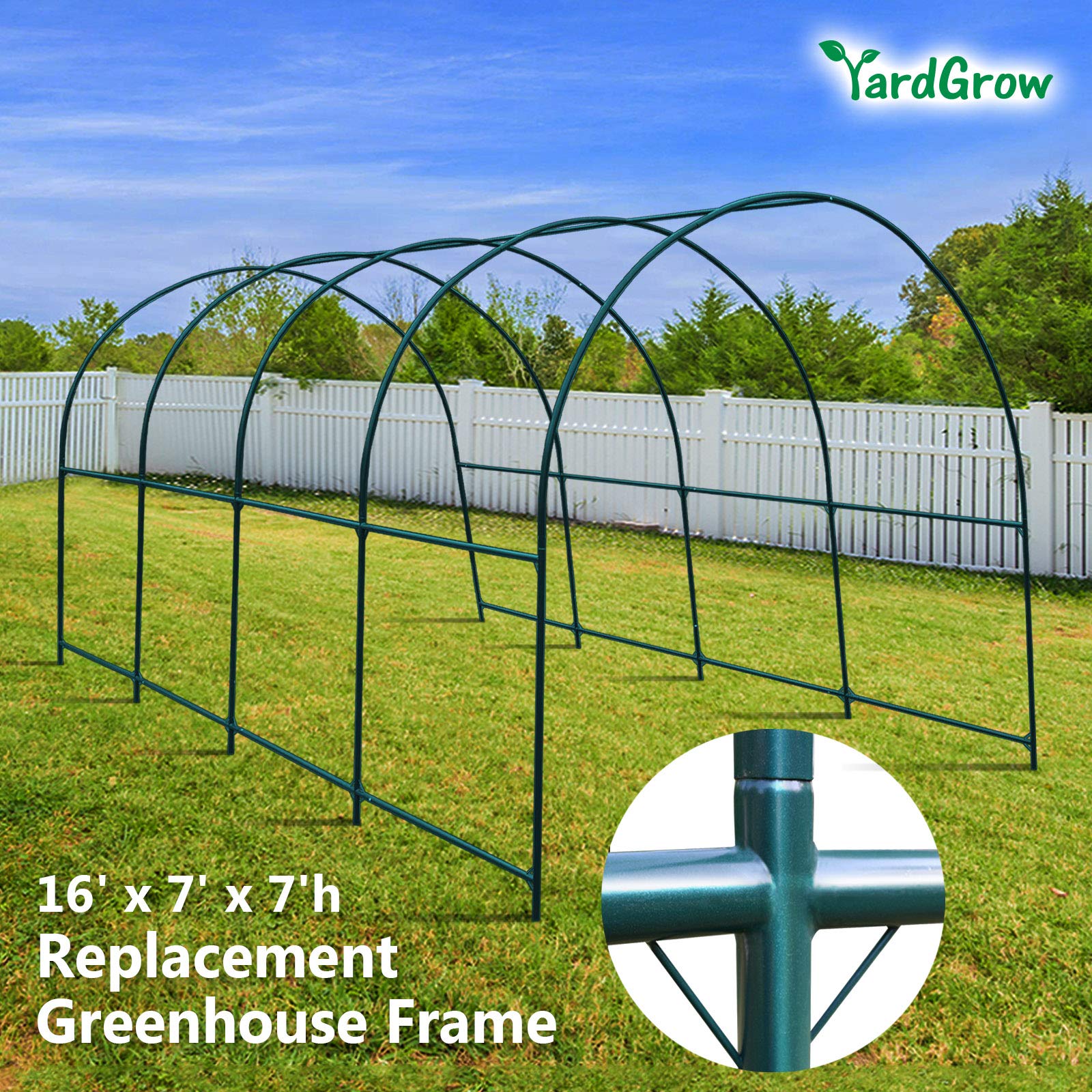 **YardGrow 16x7x7 FT Greenhouse Frame - Sturdy Garden House Support Arch for Climbing Plants, Flowers & Vegetables | Outdoor Use for Backyard, Patio & Gardening**