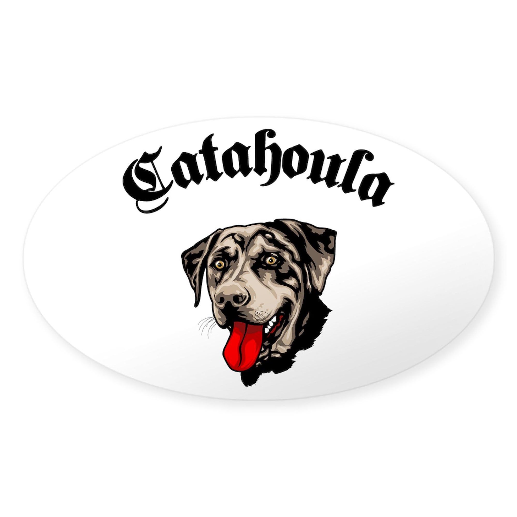 Catahoula Leopard Dog Oval Car Bumper Sticker - Waterproof Vinyl Decal for Cars, Laptops, Windows - Perfect for Pet Lovers & Animal Enthusiasts