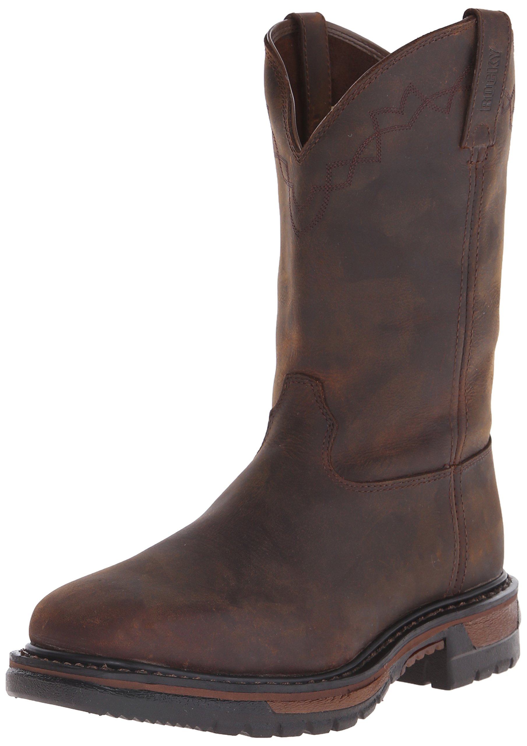 Rocky Men's Original Ride Steel Toe Western Work Boots - Durable Safety Shoes for Construction, Ranch & Outdoor Work - Comfortable Cowboy Boots for Tough Jobs