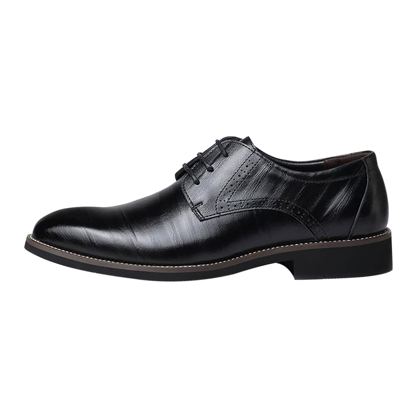 hlysgo Men's Classic Oxford Dress Shoes - Slip-On Leather Formal Shoes for Business & Casual Wear | Comfortable Plain Toe Design for Office, Wedding & Daily Use