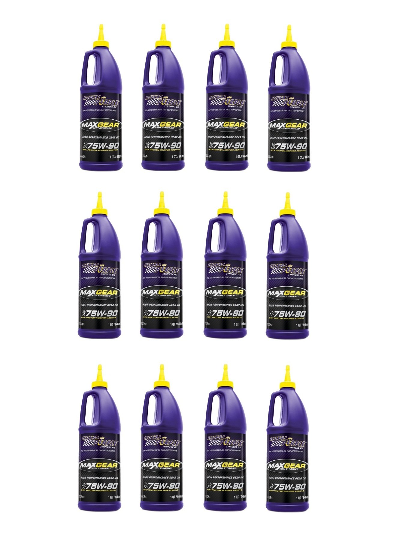 Royal Purple Max Gear 75W90 Synthetic Gear Oil - Case of 12 Bottles | High-Performance Lubricant for Trucks, Cars & Heavy-Duty Vehicles | Save with Bulk Purchase