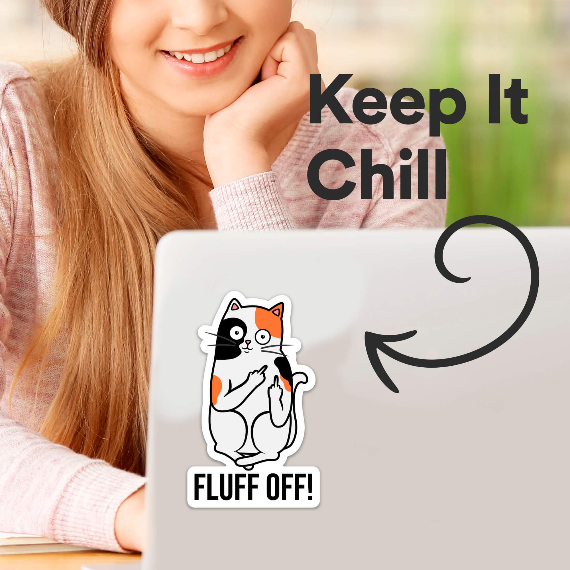 Funny Cat Middle Finger Vinyl Stickers - 4