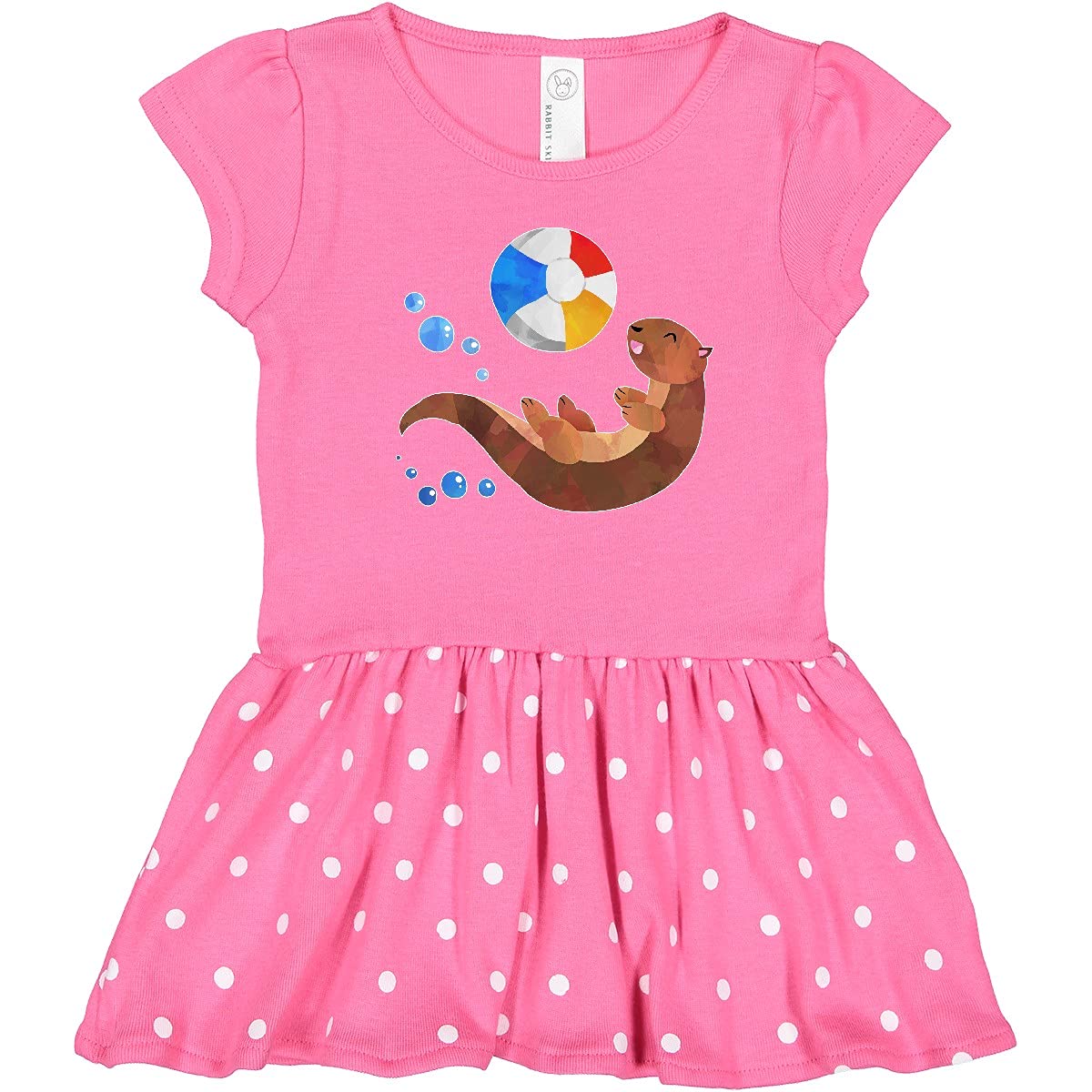 Inktastic Adorable Otter & Beachball Toddler Dress - Soft Cotton Baby Girl Outfit for Beach, Summer & Playtime