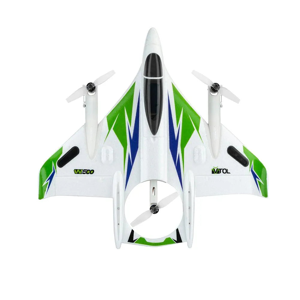 Yuxiang W500 VTOL RC Plane - 450mm Wingspan, EPO Brushless Motor, 2.4G 6CH Remote Control, 6-Axis Gyro, 3D6G Aerobatic Mode (V2) - Ready to Fly for Outdoor Aerial Stunts & FPV Racing