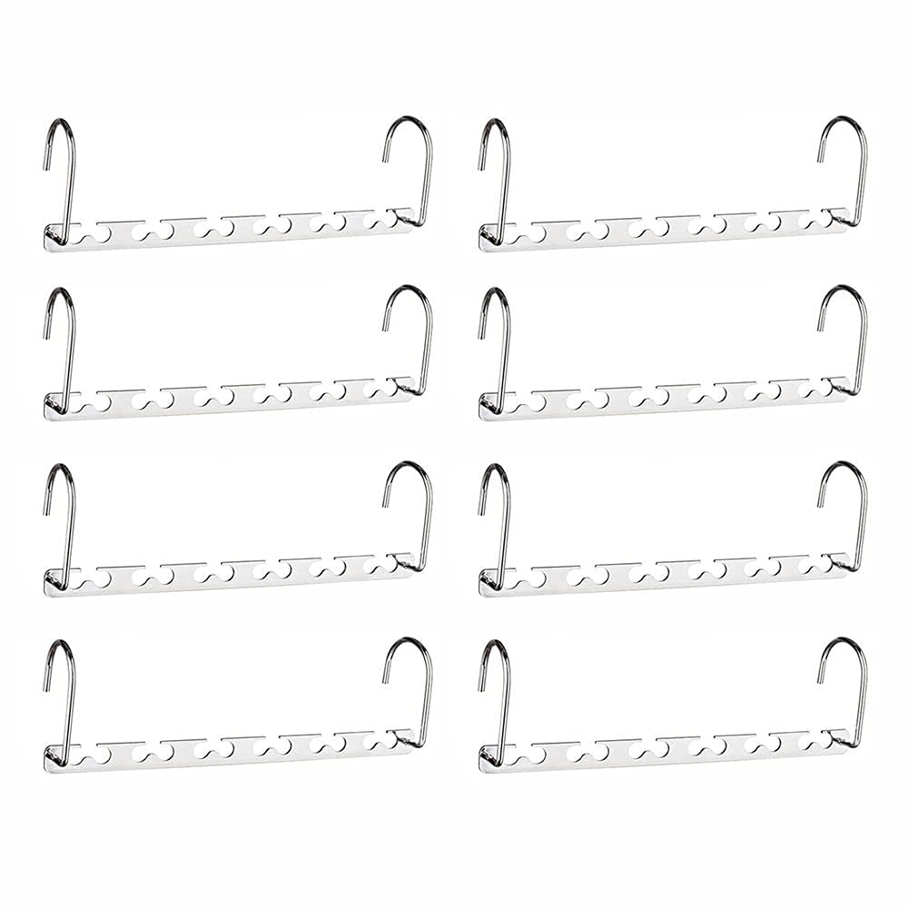 TOPIND 12-Hole Stainless Steel Magic Hangers - Space Saving Closet Organizer for Heavy Clothes (Pack of 4/6/8/10) | Wardrobe Storage Solution for Jackets, Pants & Coats