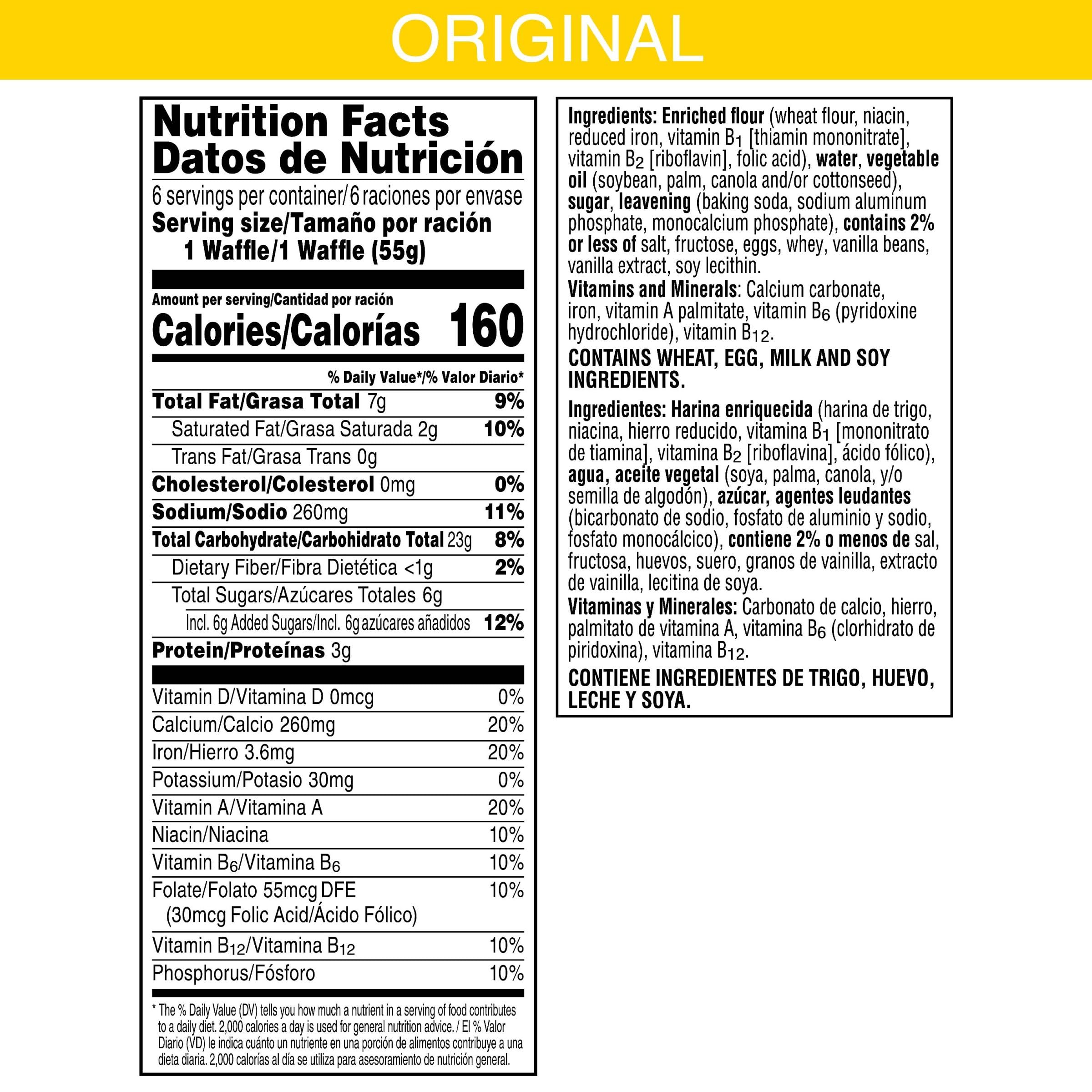 Eggo Thick & Fluffy Frozen Waffles - Original Flavor (11.6oz Box, 6 Waffles) | Quick Breakfast Food for Busy Mornings, Kids Lunch, After School Snacks & Family Brunch