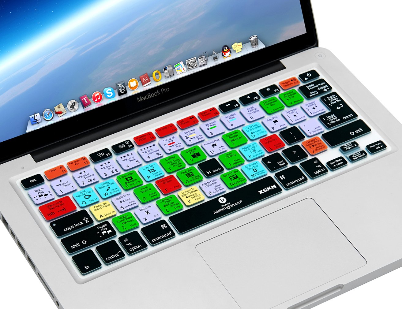 XSKN Adobe Lightroom Shortcuts Keyboard Cover for MacBook - Hot Keys Skin Compatible with MacBook Air 13 & MacBook Pro 13/15/17 (US/EU ISO Layout) - Perfect for Photo Editing & Digital Artists